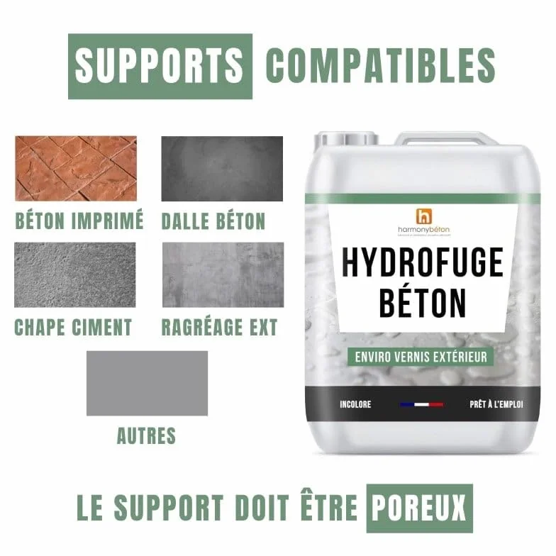 Enviro® Vernis Hydrofuge Béton Extérieur 1 L Satiné 10–12 m² Résine Acrylique