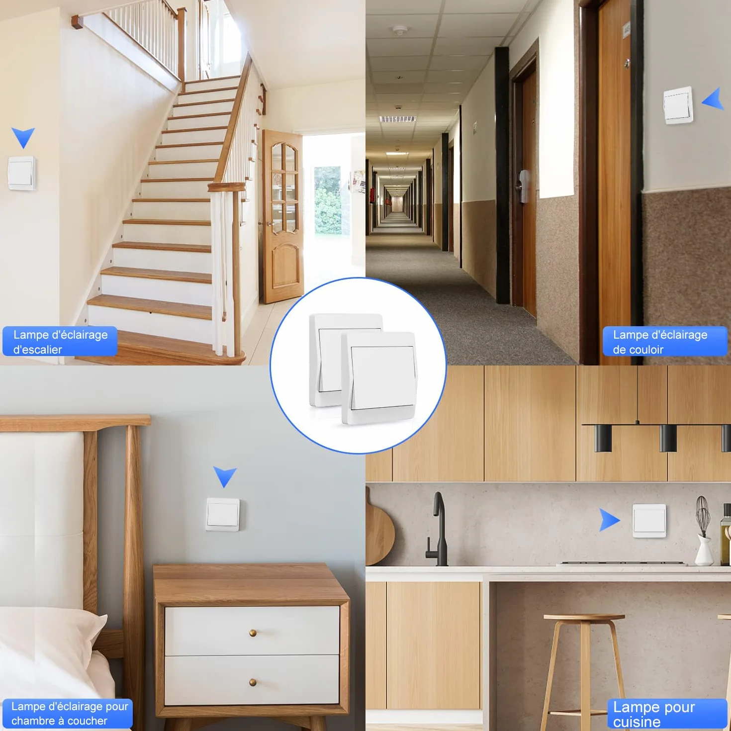 Interrupteur d'éclairage sans fil mural IP67 auto-alimenté avec récepteur