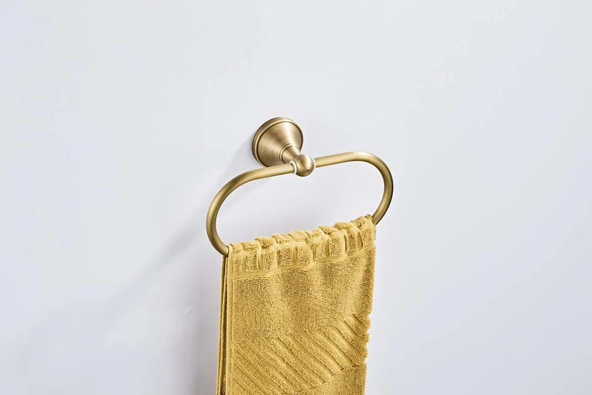 Anneau-Torchon Porte-Serviette Ovale en Laiton Antique Support-Serviette Cuisine Salle de Bain, Bronze brossé