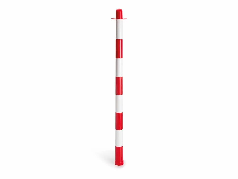 Perel Borne de signalisation 90 cm rouge blanc poteau plastique 2 anneaux pour chaîne ruban clôtures temporaires