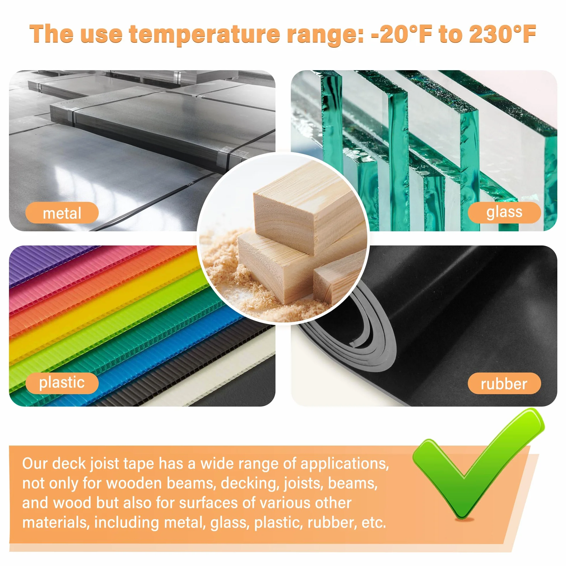 Butyle Ruban de Solive de Terrasse étanche Résistant Intempéries Clignotant Anti-corrosion 5,1 cm x 15,2 m