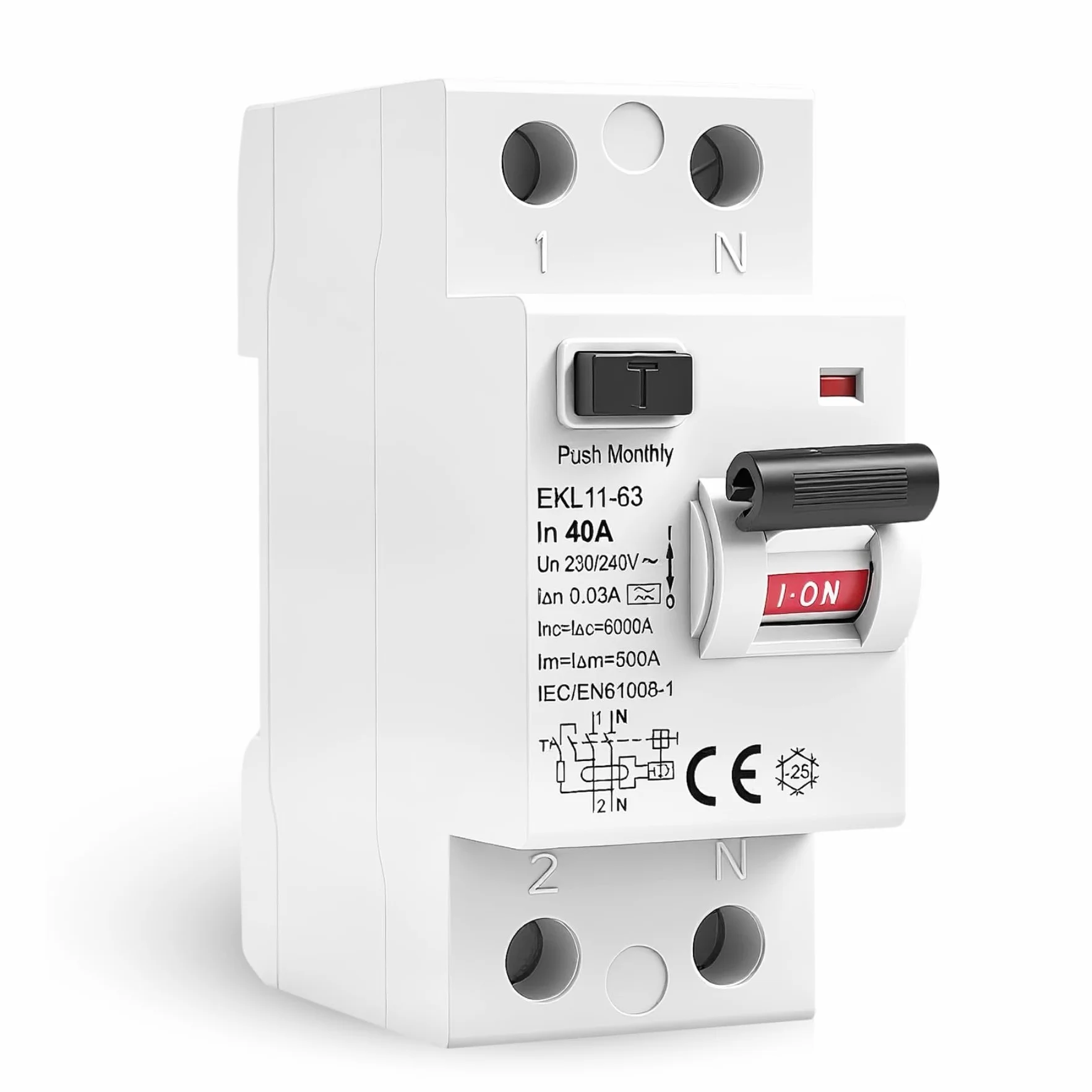 Jadeshay Disjoncteur différentiel 30mA 40A 2 Pôles RCCB Type A Protection fuites AC230V IP20
