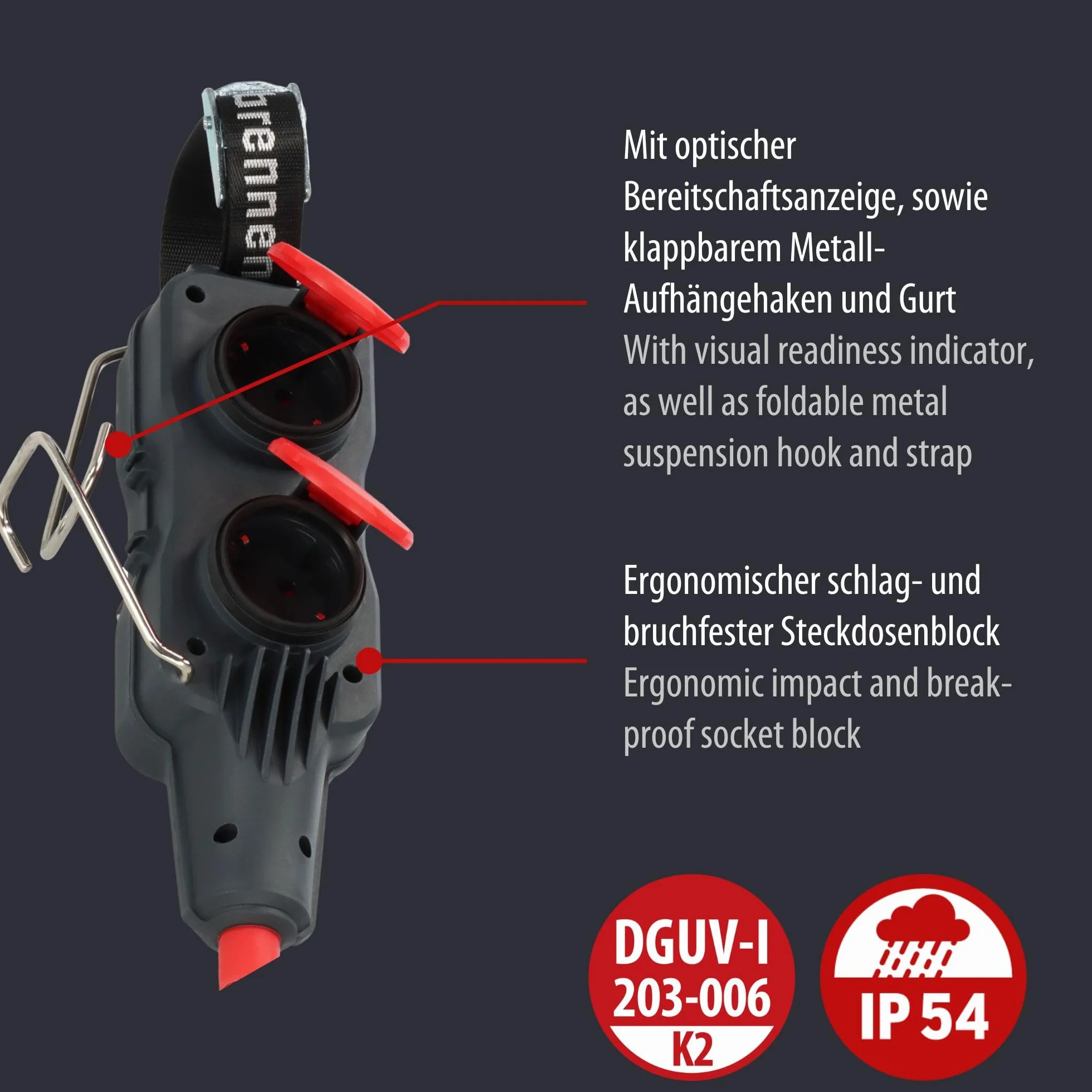 Brennenstuhl Bloc multiprise 4 Prises IP54 Professionnel Chantier extérieur