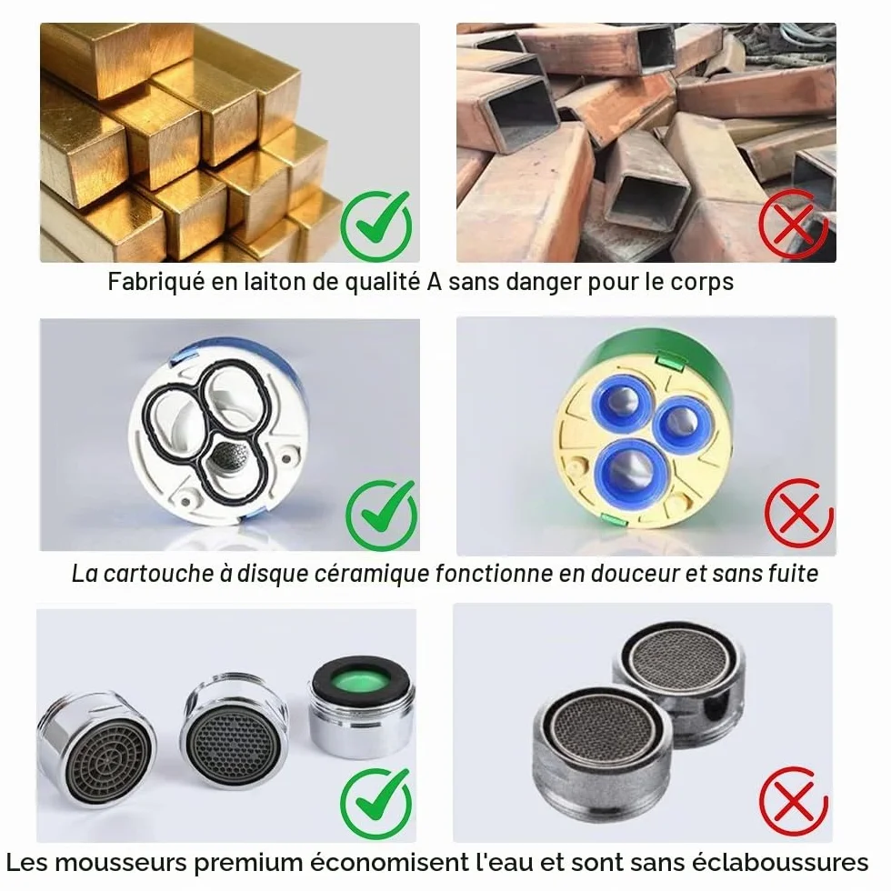 Mitigeur Cuisine Monocommande Orientable 360° Cartouche Céramique Laiton Chromé 60 cm