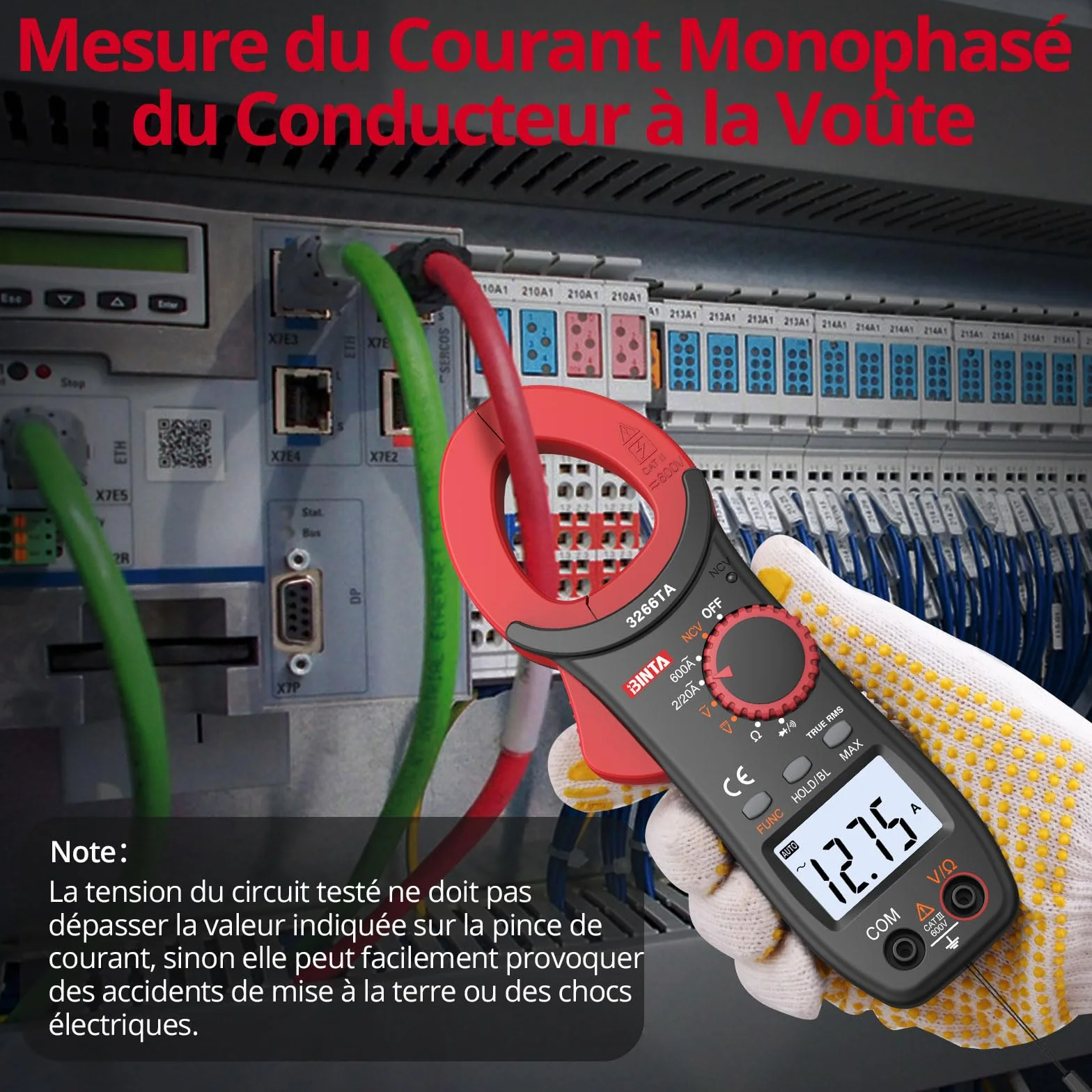 BINTA Pince Ampèremétrique Numérique 600A AC TRMS Multimètre 2000 Points Auto Range Tension AC/DC 600V NCV