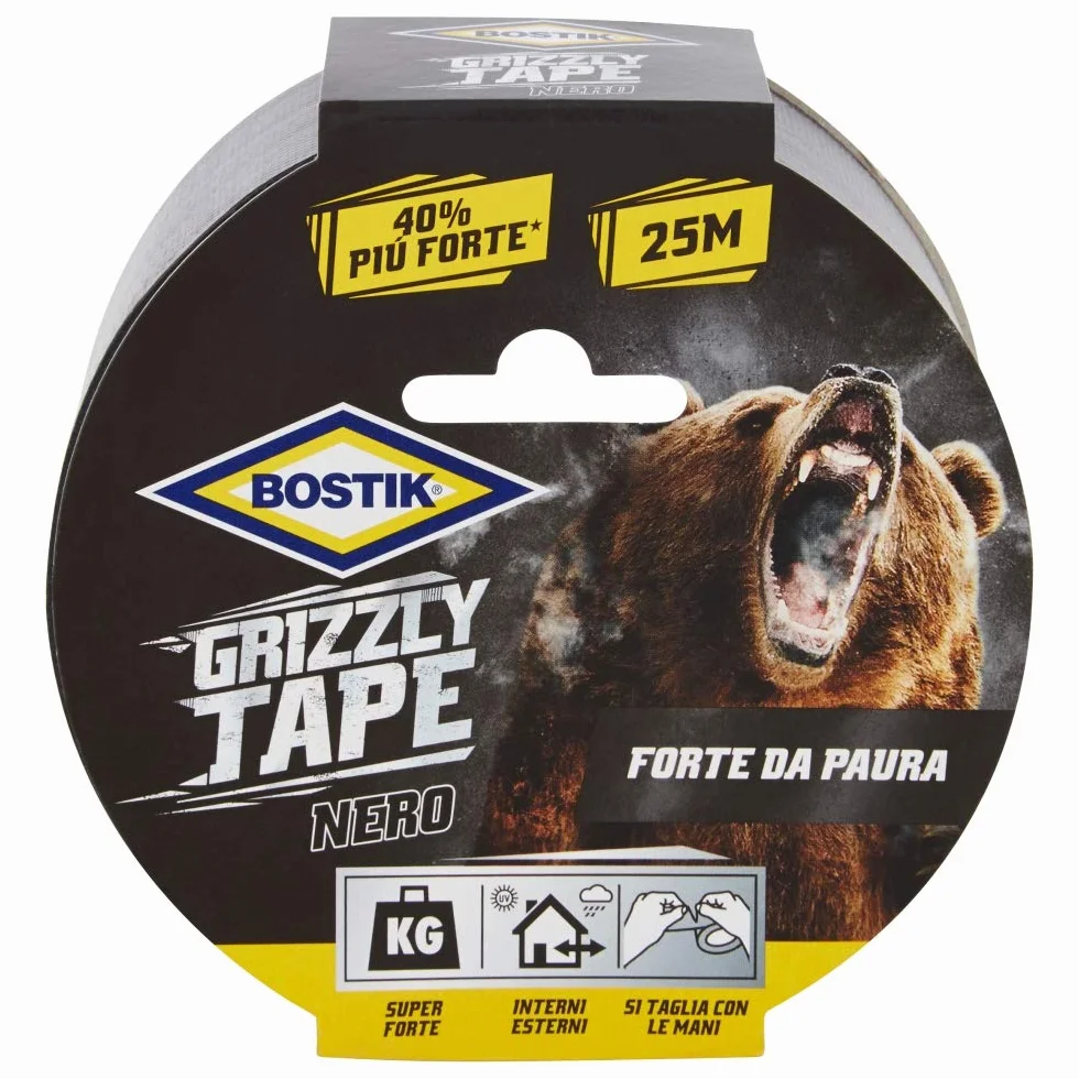 Bostik Ruban toilé Grizzly Tape noir 25 m x 50 mm