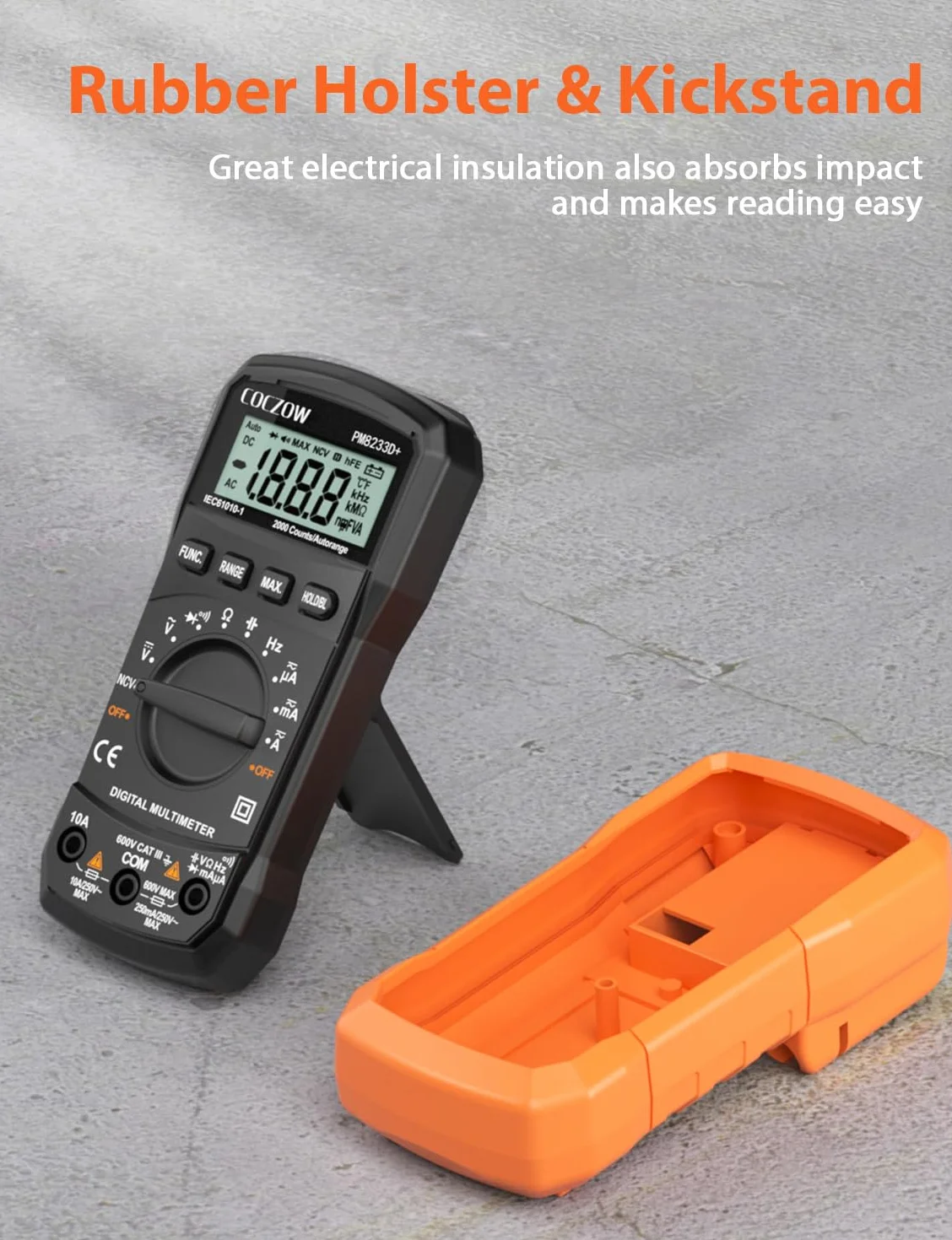 Multimètre numérique à plage automatique AC/DC testeur de tension ampère-ohm avec NCV