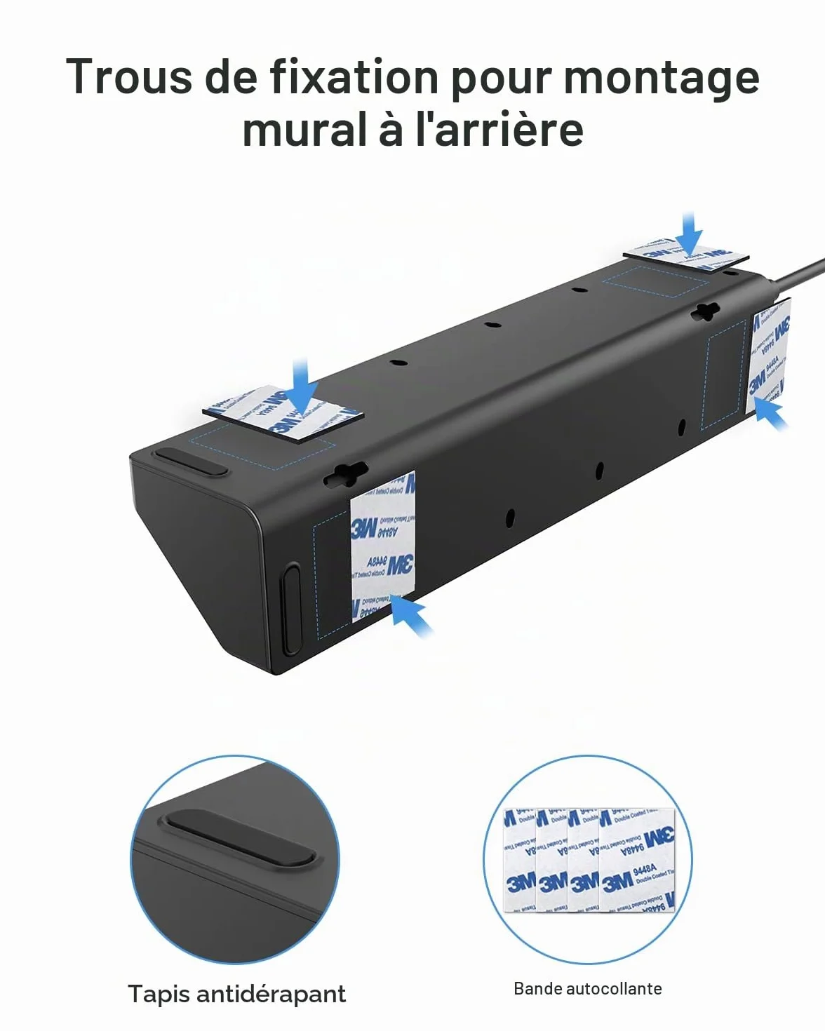 Prise Plan de Travail Cuisine, Multiprise 6 Prises avec 2 Ports USB A et 2 Ports USB C, Interrupteur, Rallonge 2m