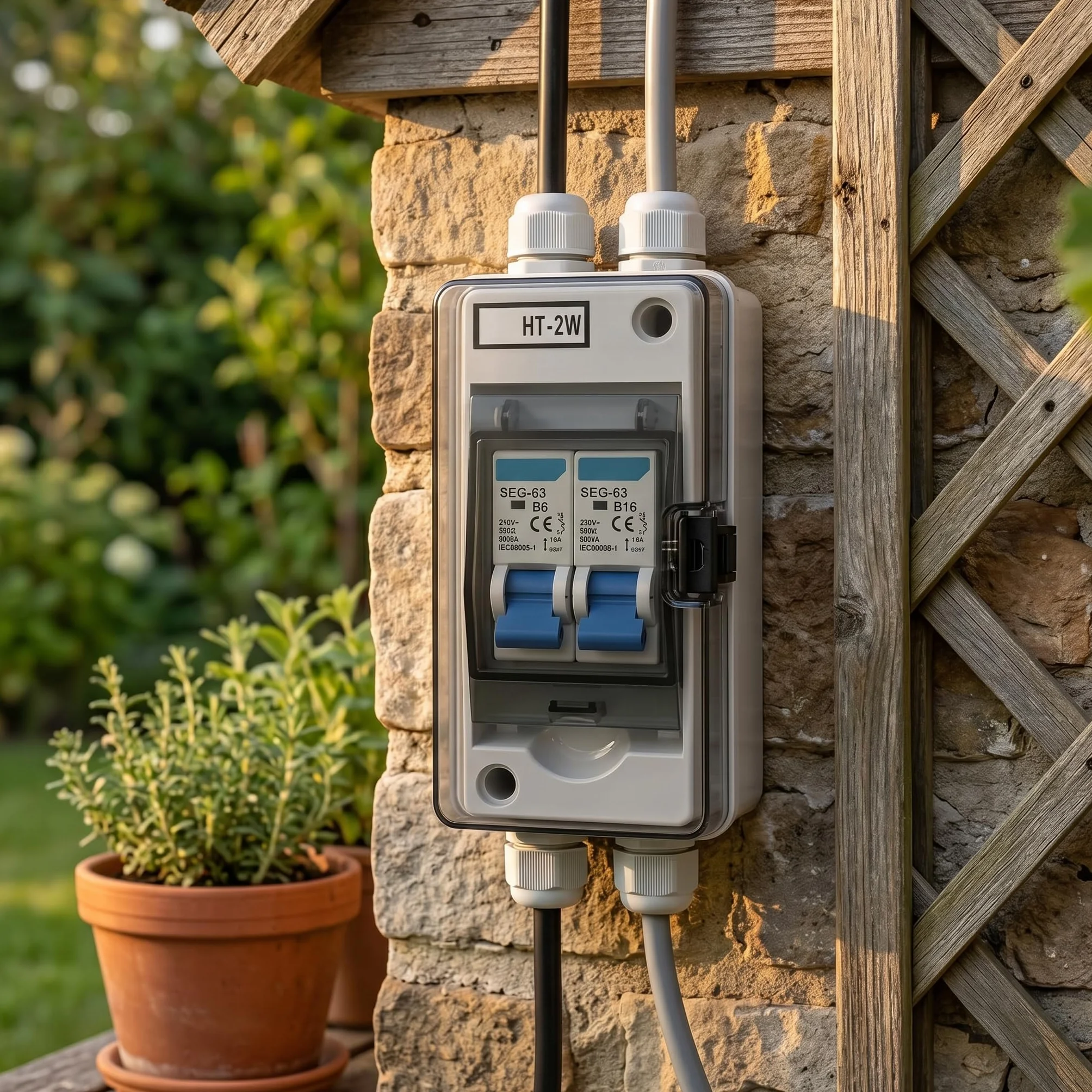 Disjoncteur Miniature 230V 6A 16A 2P MCB Boîtier de Distribution étanche Interrupteur Déconnexion CC