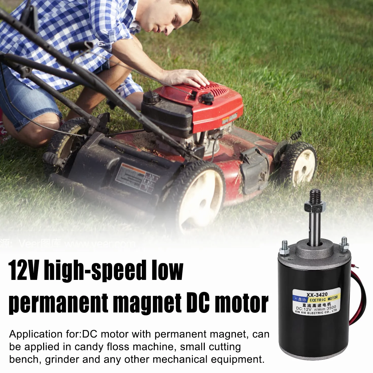 Moteur à Aimant Permanent 12V DC 30W 3500 tr/min CW/CCW Haute Vitesse Faible Bruit pour Générateur de Bricolage