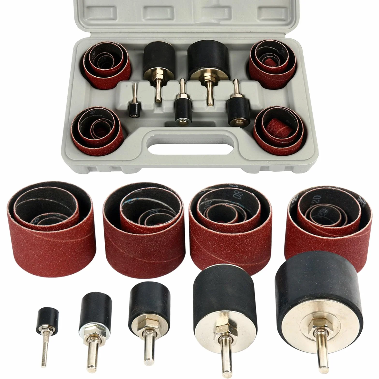 FreeTec Tambour de Poncage Manchon Abrasif 80 120 Grain 1/8" 1/4" Ø12-50 mm 25pcs