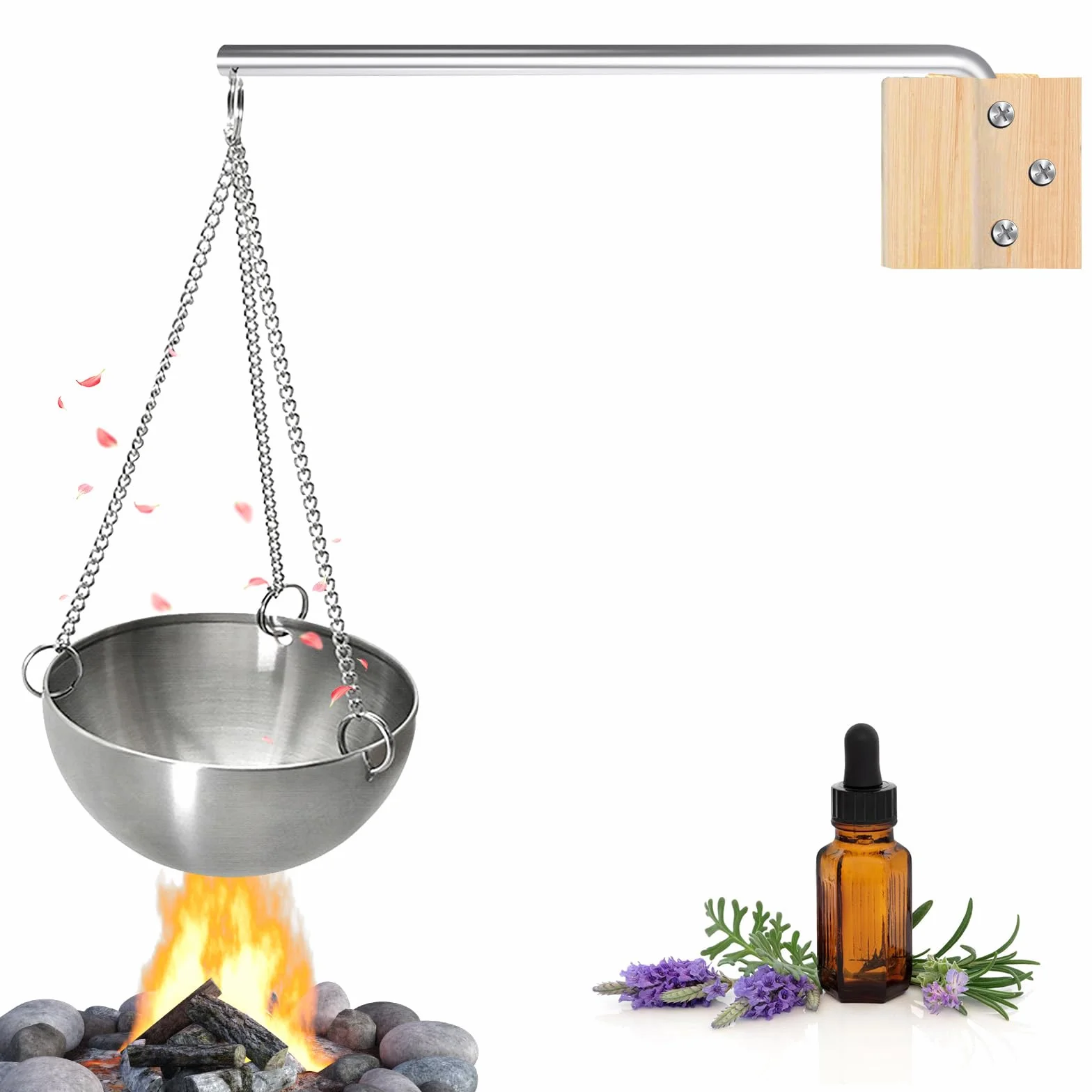 Bordeag Bol D'arôme Sauna 12cm Acier Inoxydable Huile Essentielle Accessoire Sauna Spa