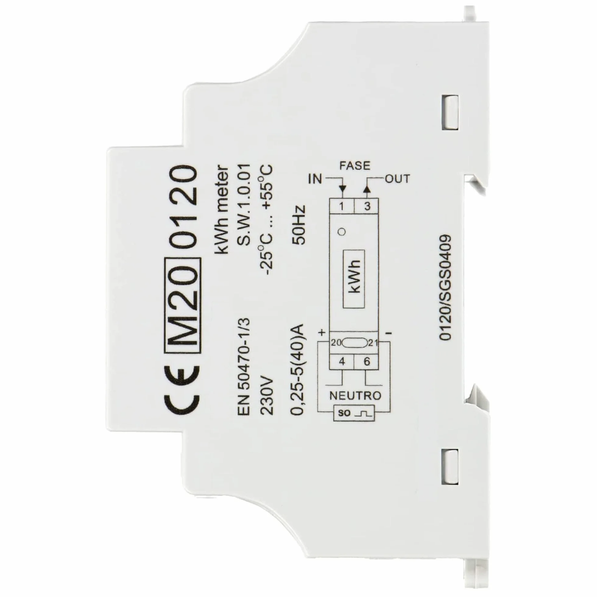 Compteur Electrique 1 Phase 40A MID Certificat DIN TH-35mm Module