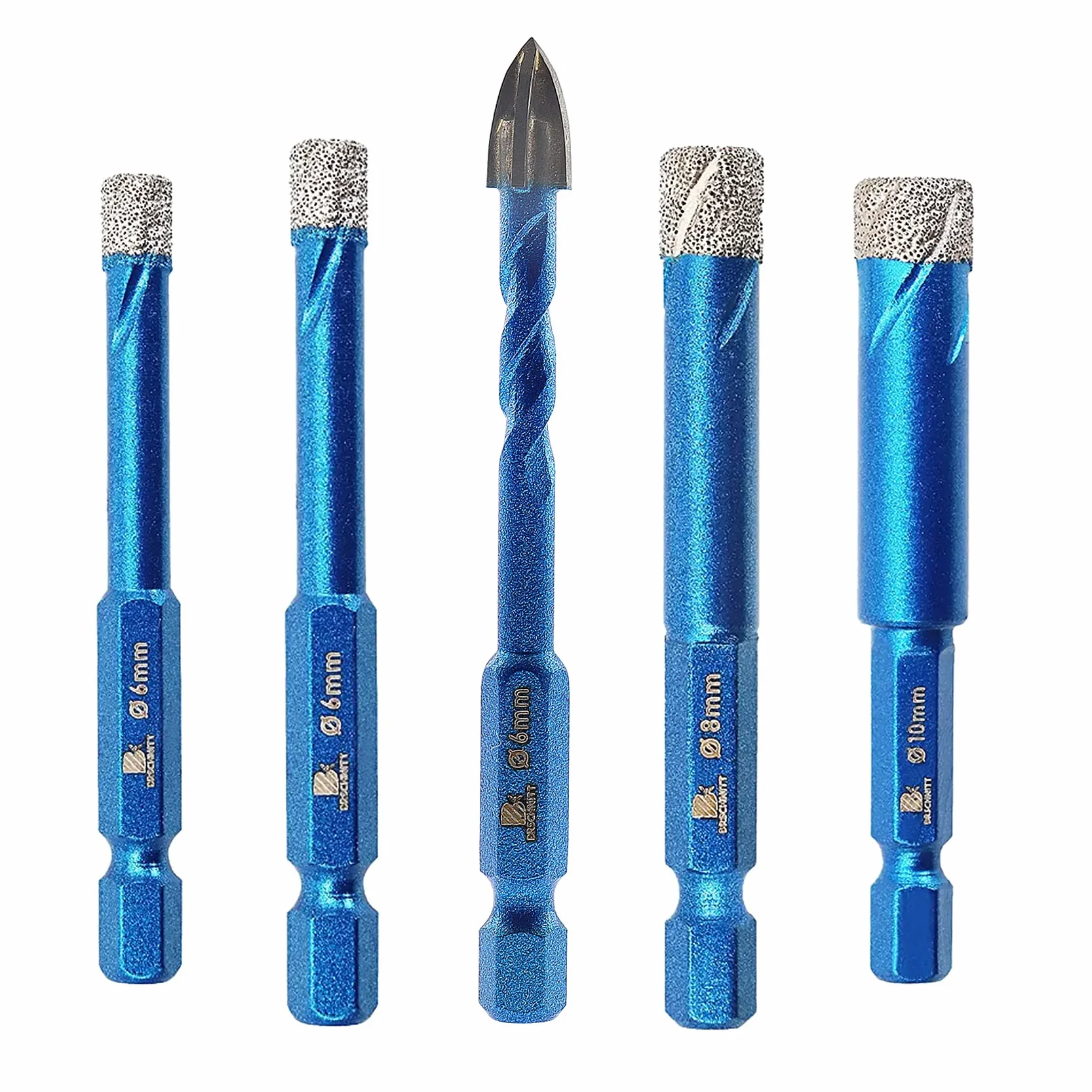 BRSCHNITT Forets Mèches Diamant Carrelage 6/6/8/10+6mm 5 Pièces Céramique Porcelaine Granit