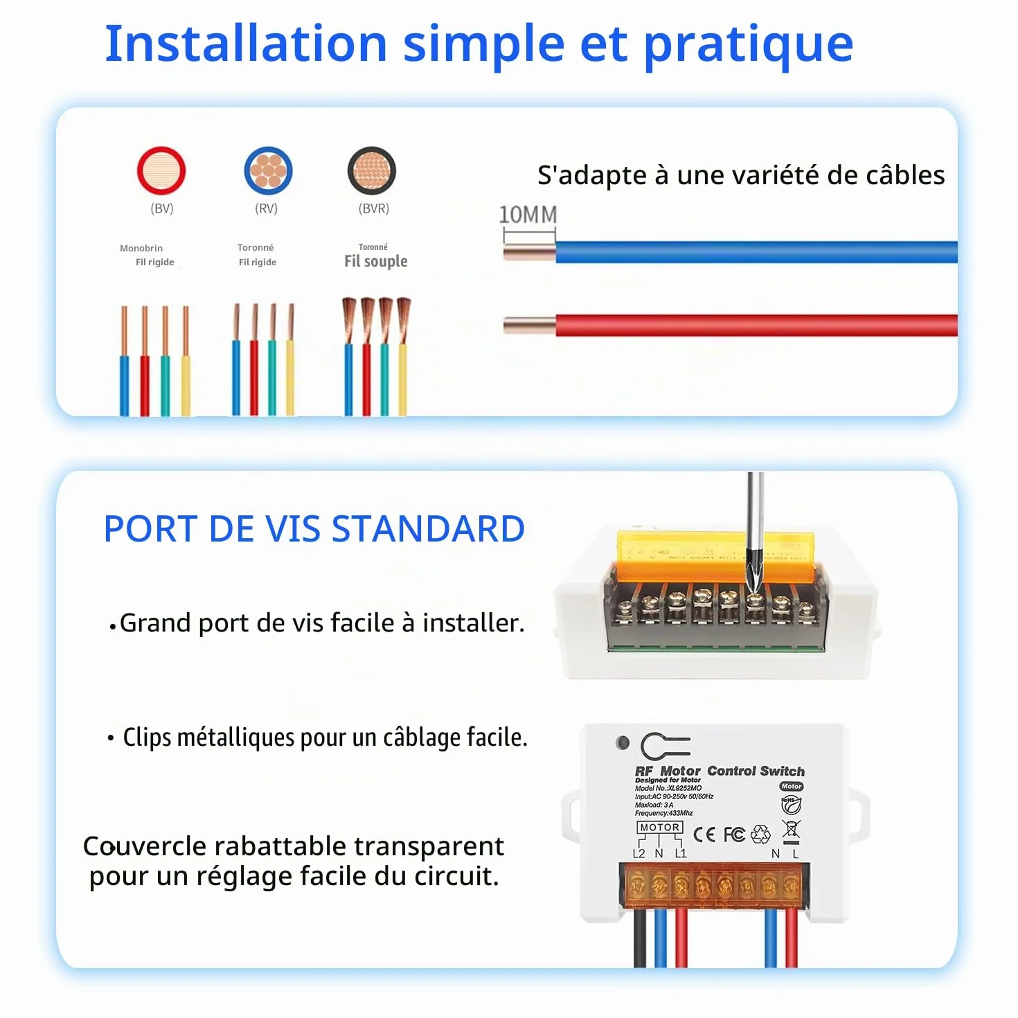 DieseRC Interrupteur de Télécommande de Volet Roulant sans Fil 90V 250V 3A 2 émetteurs