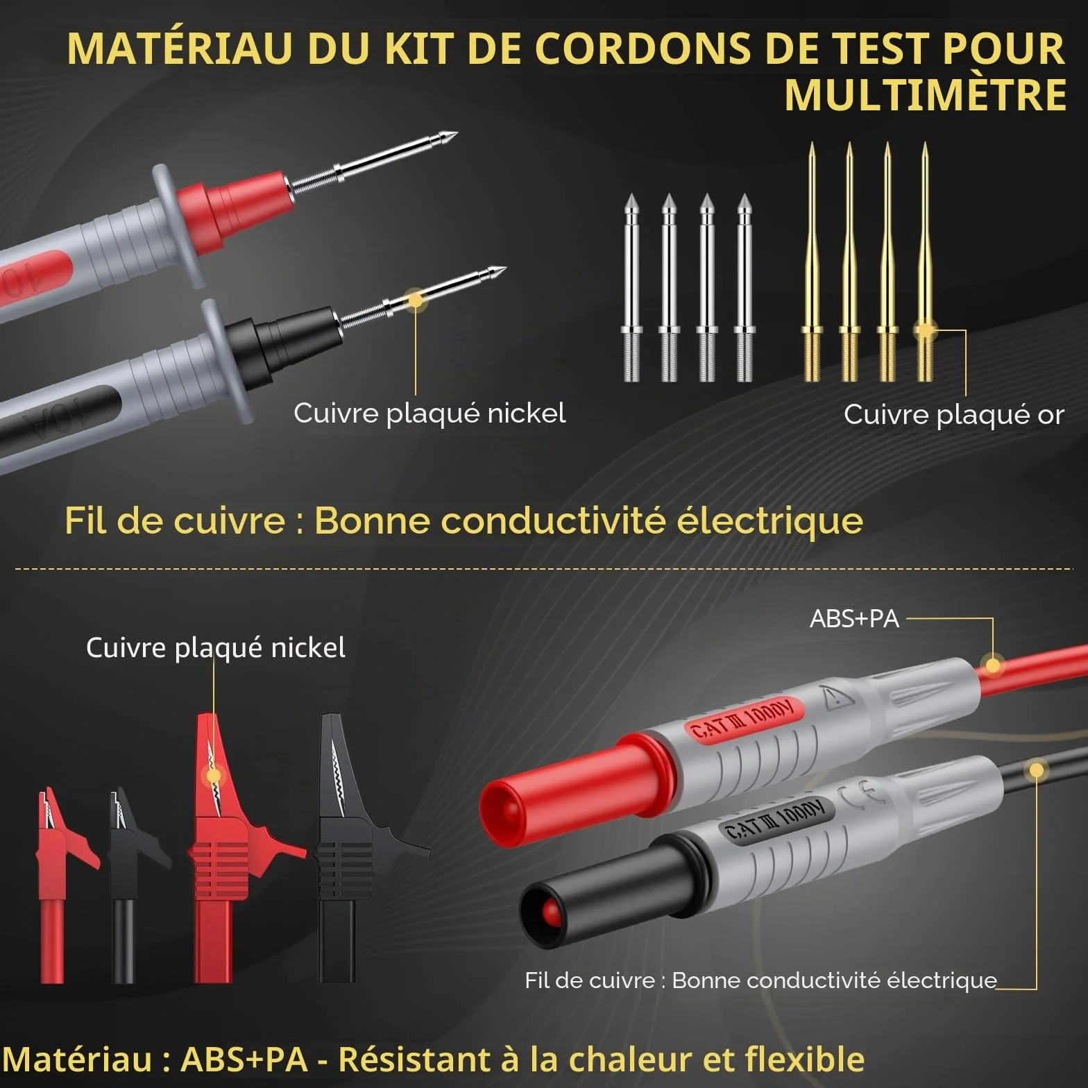 Câble Multimètre 24 en 1 Avec Clip d’Alligator Fiche Banane pour Testeur de Tension
