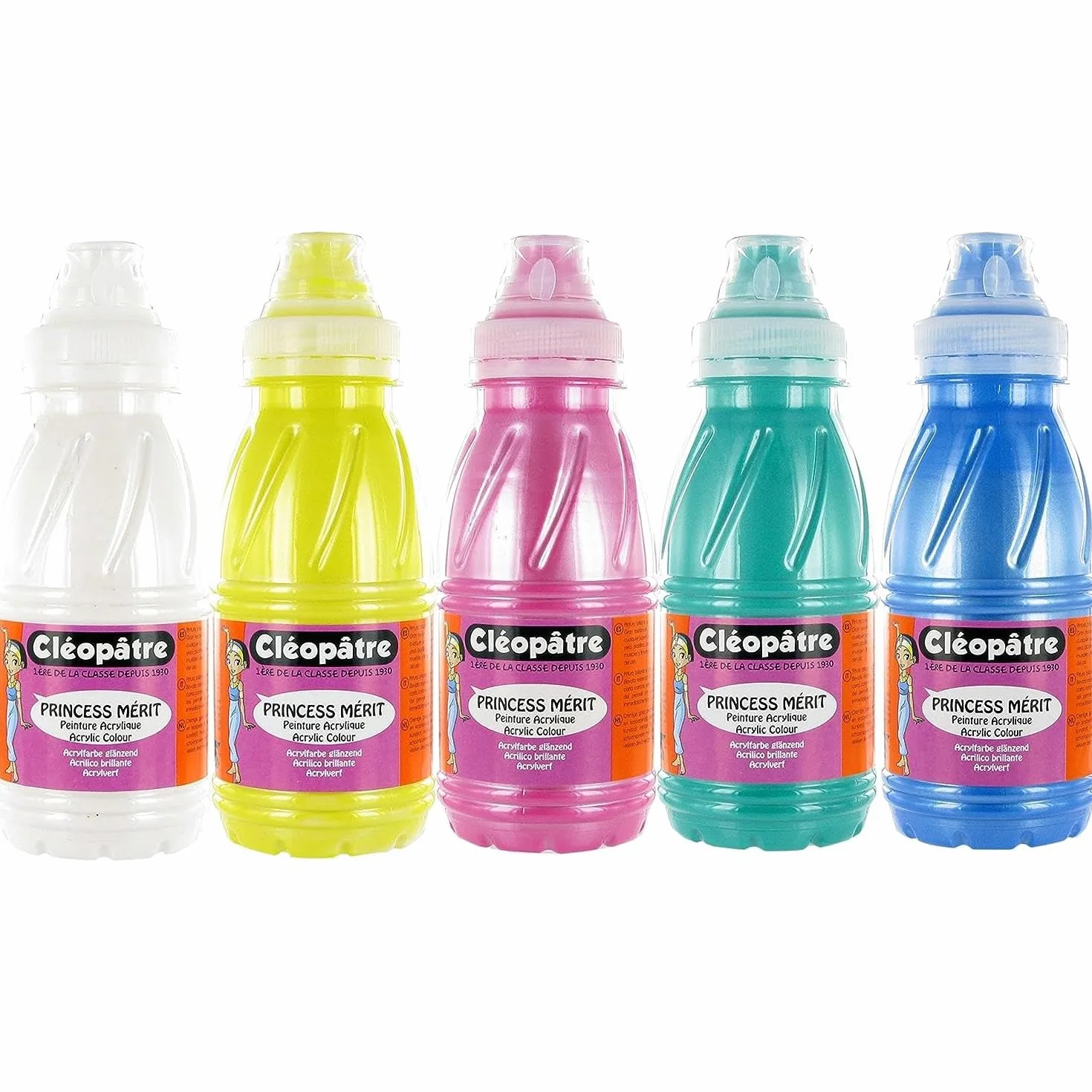 CLÉOPÂTRE Lot de 5 peintures acryliques nacrées 250 ml
