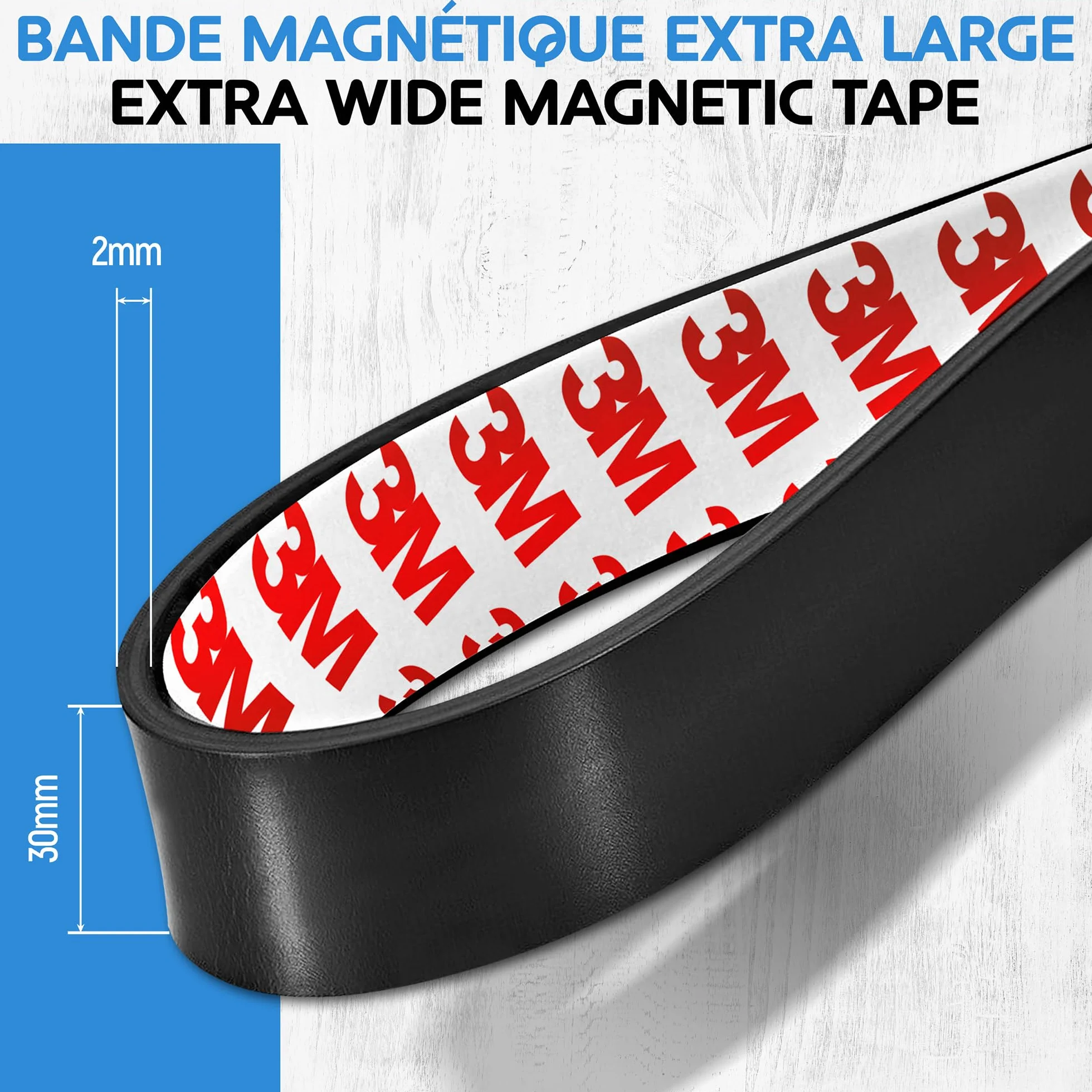 Ruban magnétique 6 mètres autocollant extra épais large facile à couper