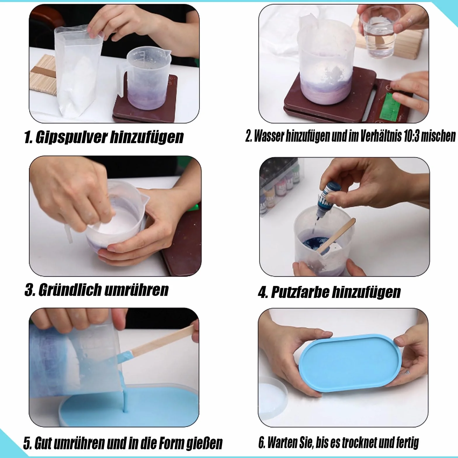 Lot de 24 peintures pour poudre de coulée Ronoza, pigments hautement concentrés pour plâtre béton modélisme bricolage