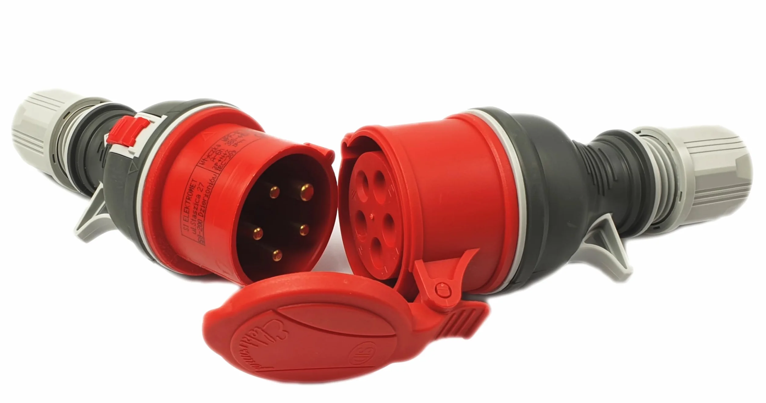 RoadEu Connecteur CEE P17 Premium Fiche + Prise 5P 16A 400V IP44 Caoutchouté Antidérapant
