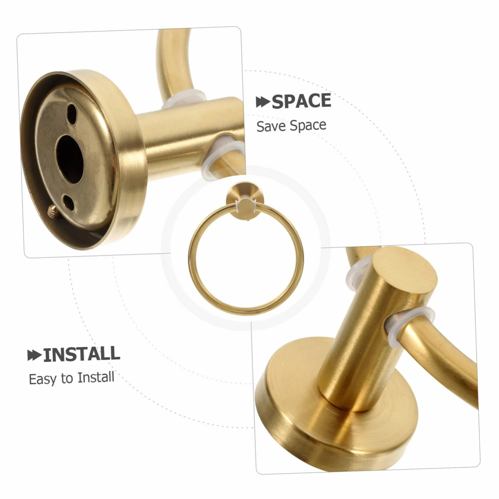 Anneau De Serviette Acier Inoxydable Brossé Or Porte-Serviette Murale Moderne pour Salle De Bain Et Cuisine