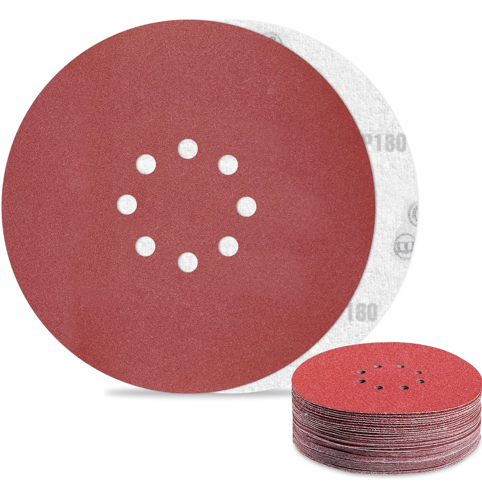 Disque Abrasif 225 mm 8 Trous Papier Poncage Grain 180 pour Ponceuse Murale 30 Pièces