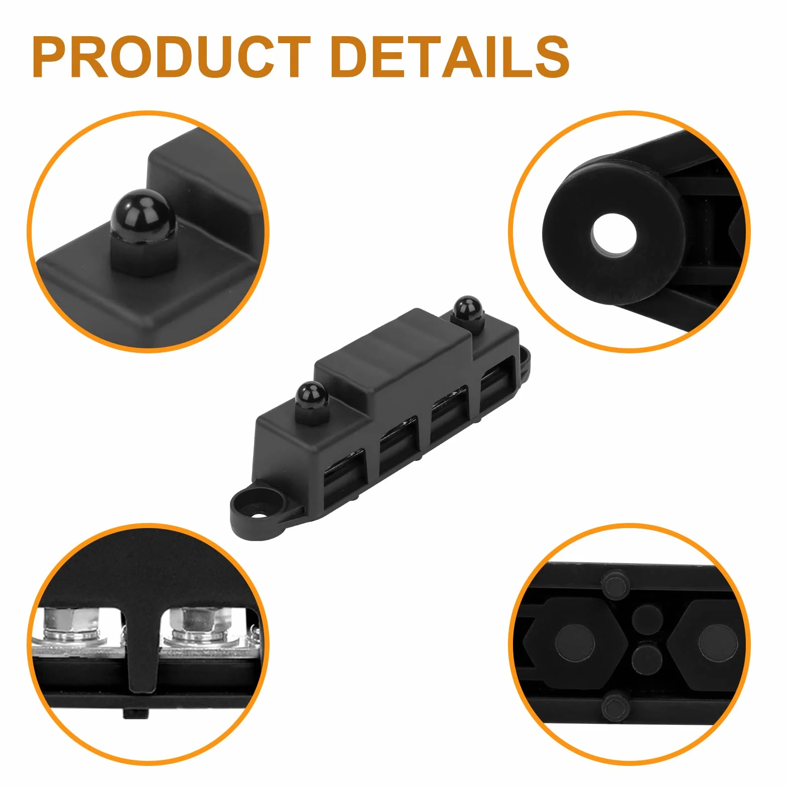 Bloc de Distribution d'Alimentation 12V-48V DC BusBar 250A avec Boulons M8 pour Voiture Camion Bateau 2 Pièces
