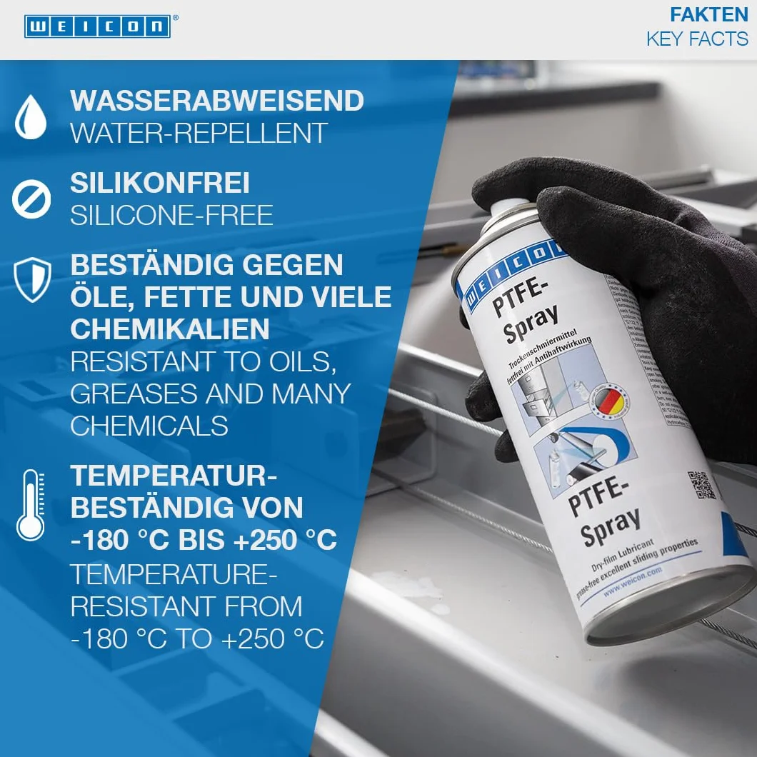 Spray PTFE WEICON 400 ml lubrifiant sec antiadhésif blanc