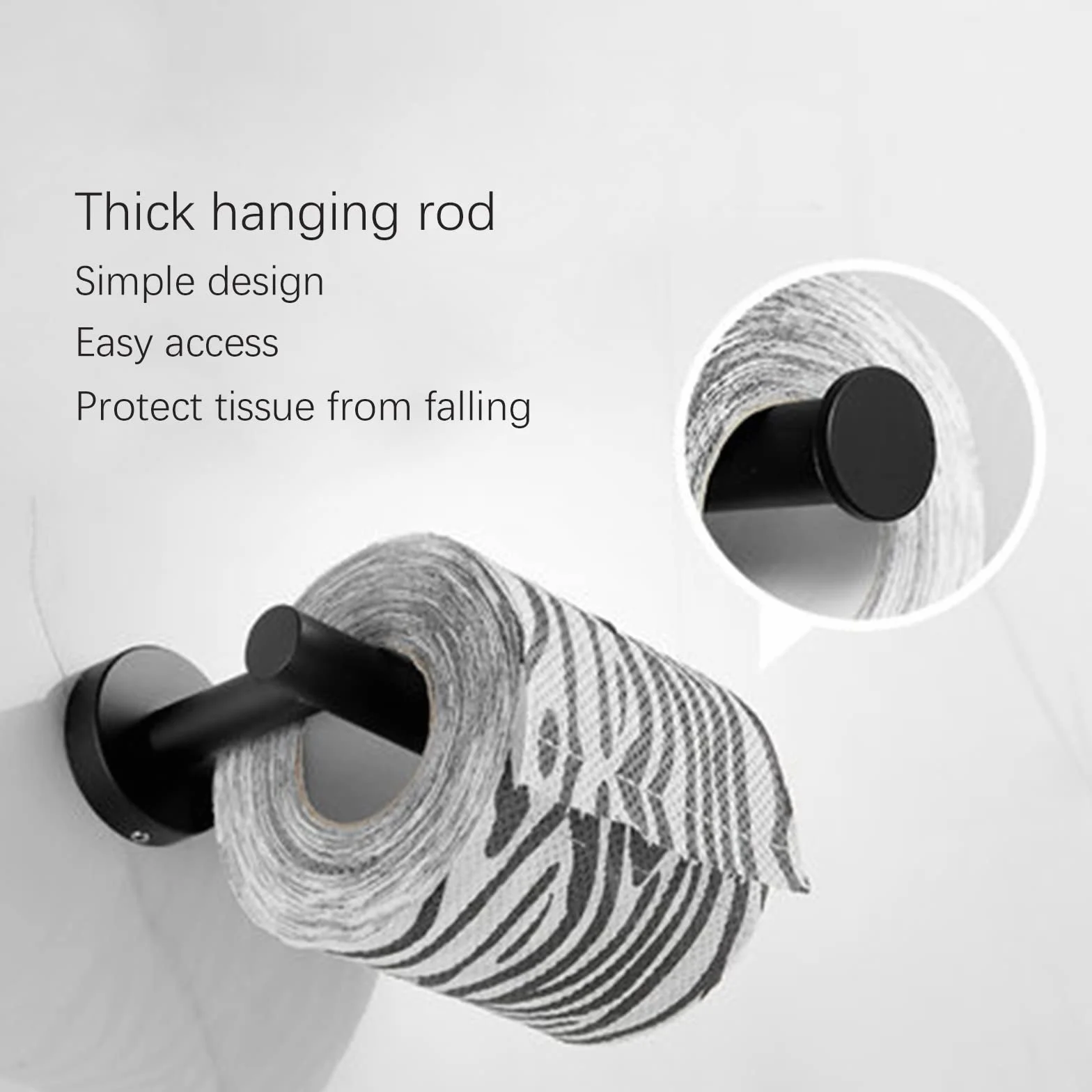 Accessoires de Salle de Bain Acier Inoxydable 8 pièces Noir Porte-Serviettes Porte-Papier hygiénique