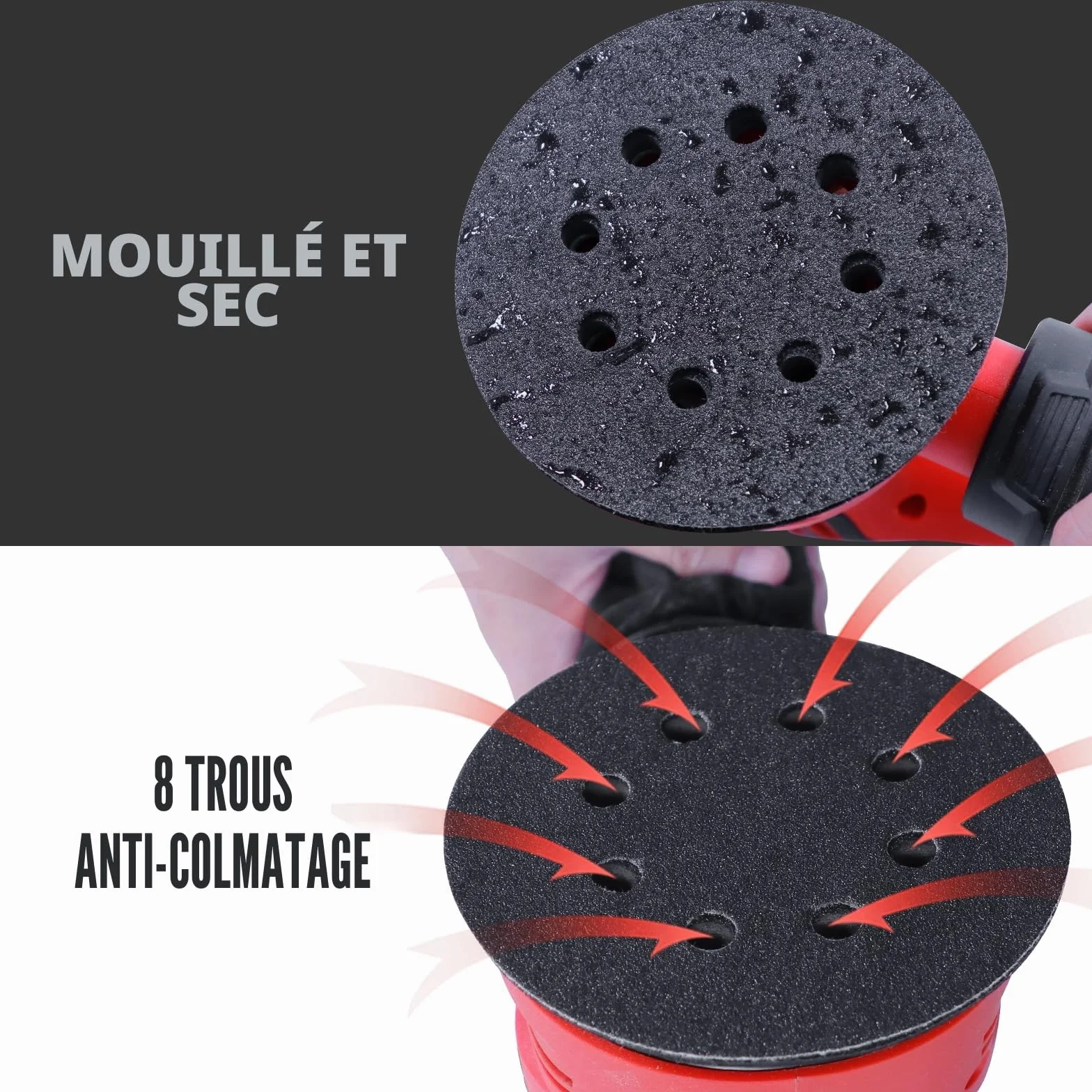 Disque Abrasif 125mm Sec et Eau 8 Trous 100 Pièces Carbure de Silicium Grain 80-2000