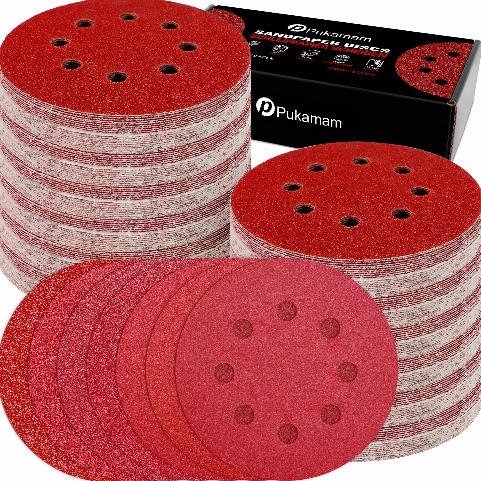 Disque Abrasif 125mm Grain 40-400 140 Pièces Papier Ponceuse Excentrique pour Métal Bois