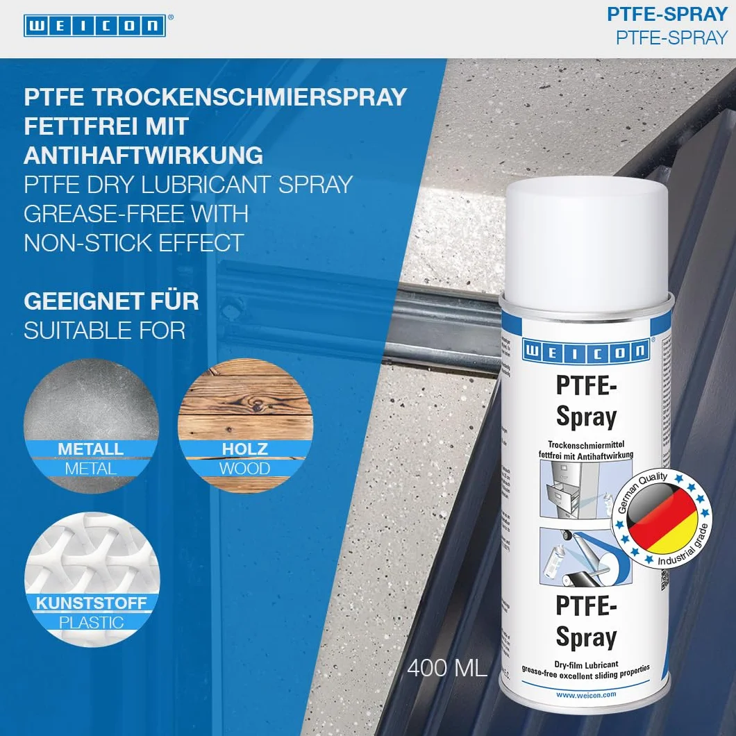 Spray PTFE WEICON 400 ml lubrifiant sec antiadhésif blanc