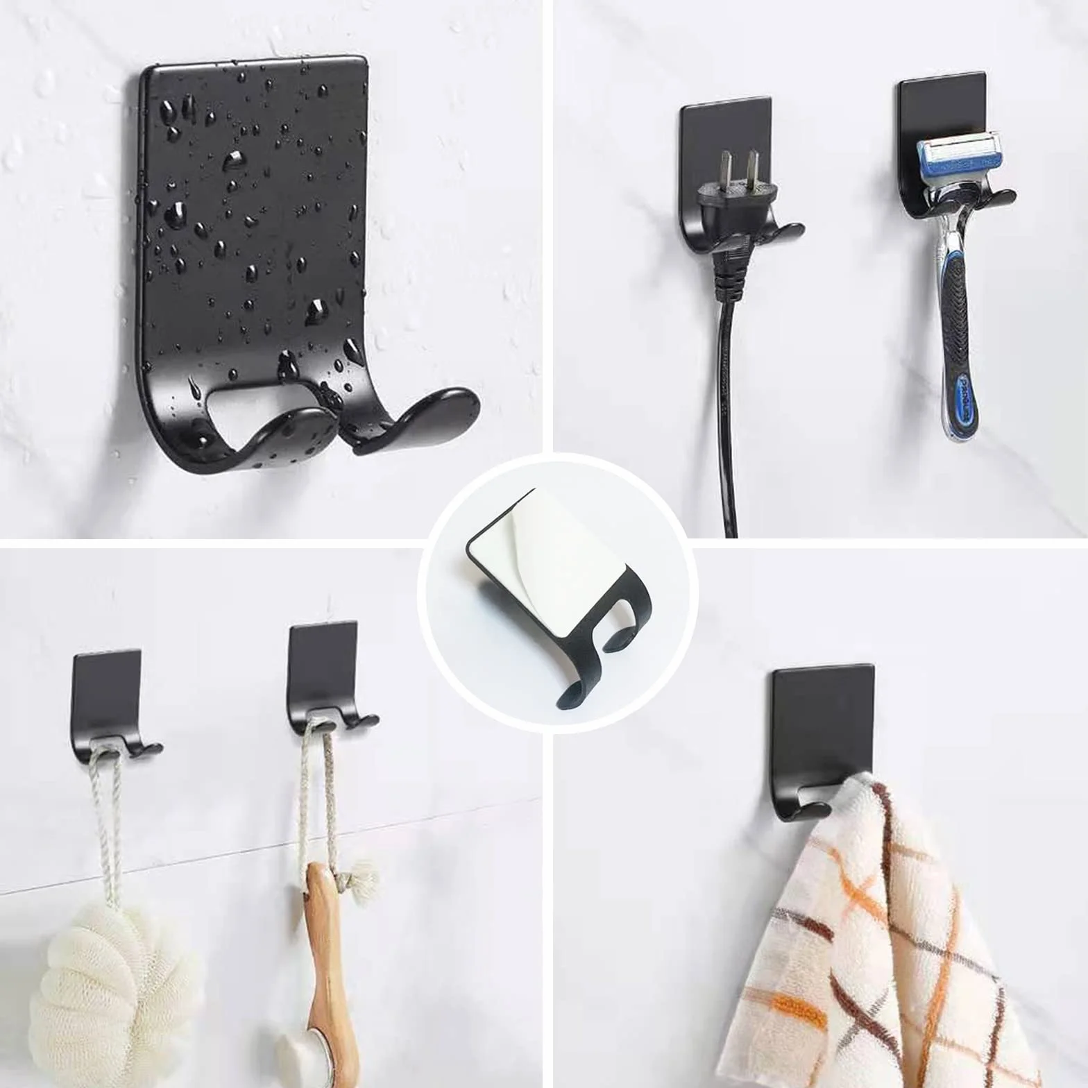 Accessoires de Salle de Bain Acier Inoxydable 8 pièces Noir Porte-Serviettes Porte-Papier hygiénique