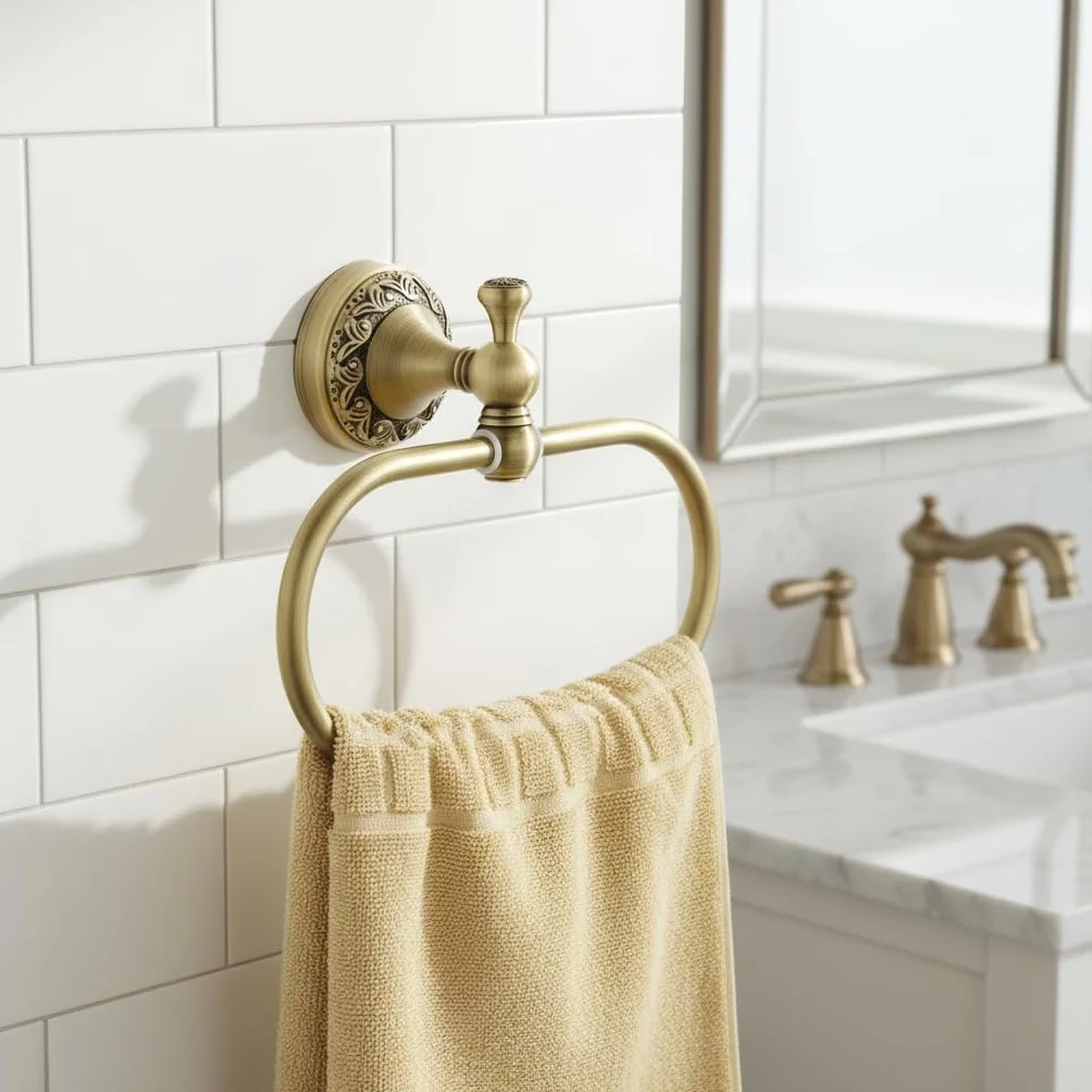 Flybath Anneau à Serviette Ovale en Laiton Bronze brossé Porte-Serviette Mural pour Salle de Bain