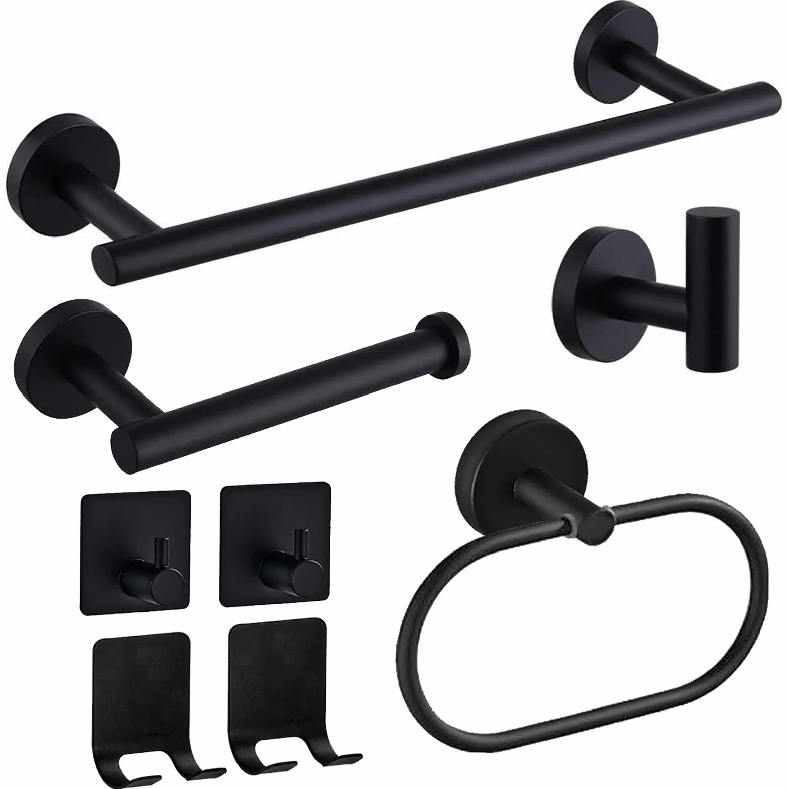 Accessoires de Salle de Bain Acier Inoxydable 8 pièces Noir Porte-Serviettes Porte-Papier hygiénique