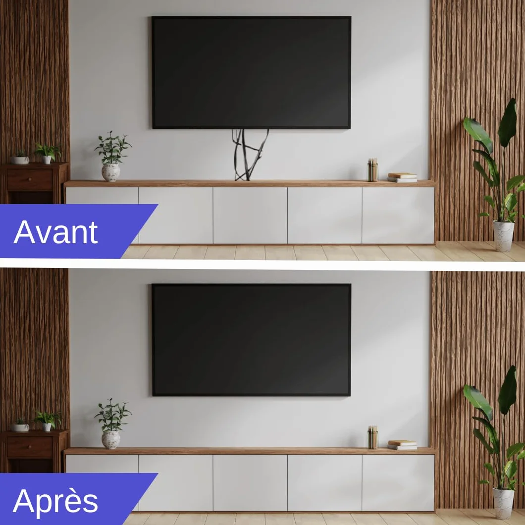 Cache-câble TV Mural Rond Blanc Good Nook Kit Cable Management avec Scie-Cloche