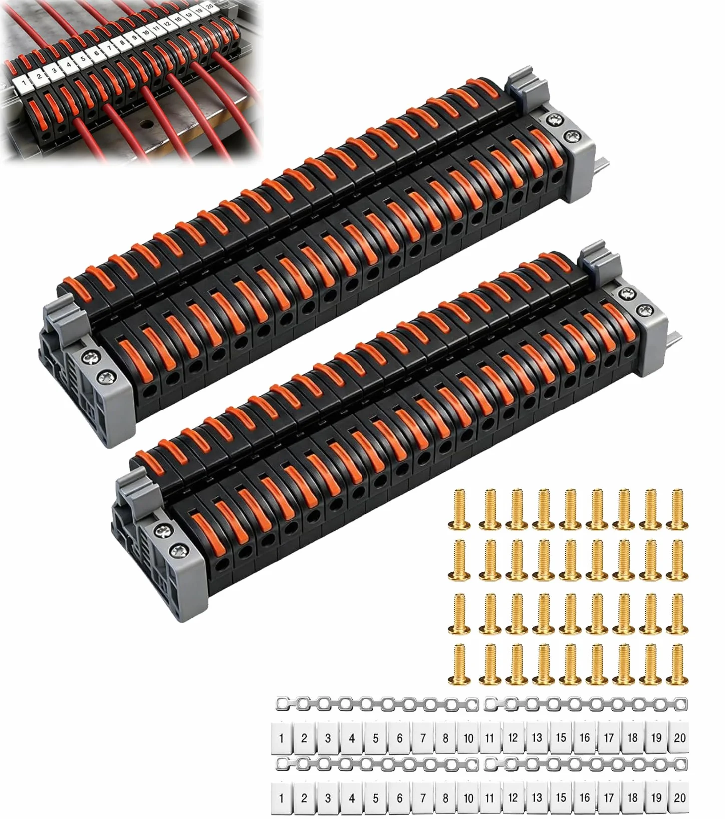 Lot de 40 repartiteur bornier electrique rail din 0,08 à 4 mm² PCT-211 connecteur rapide