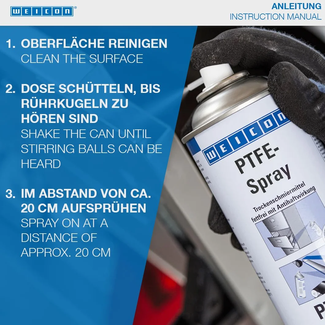 Spray PTFE WEICON 400 ml lubrifiant sec antiadhésif blanc