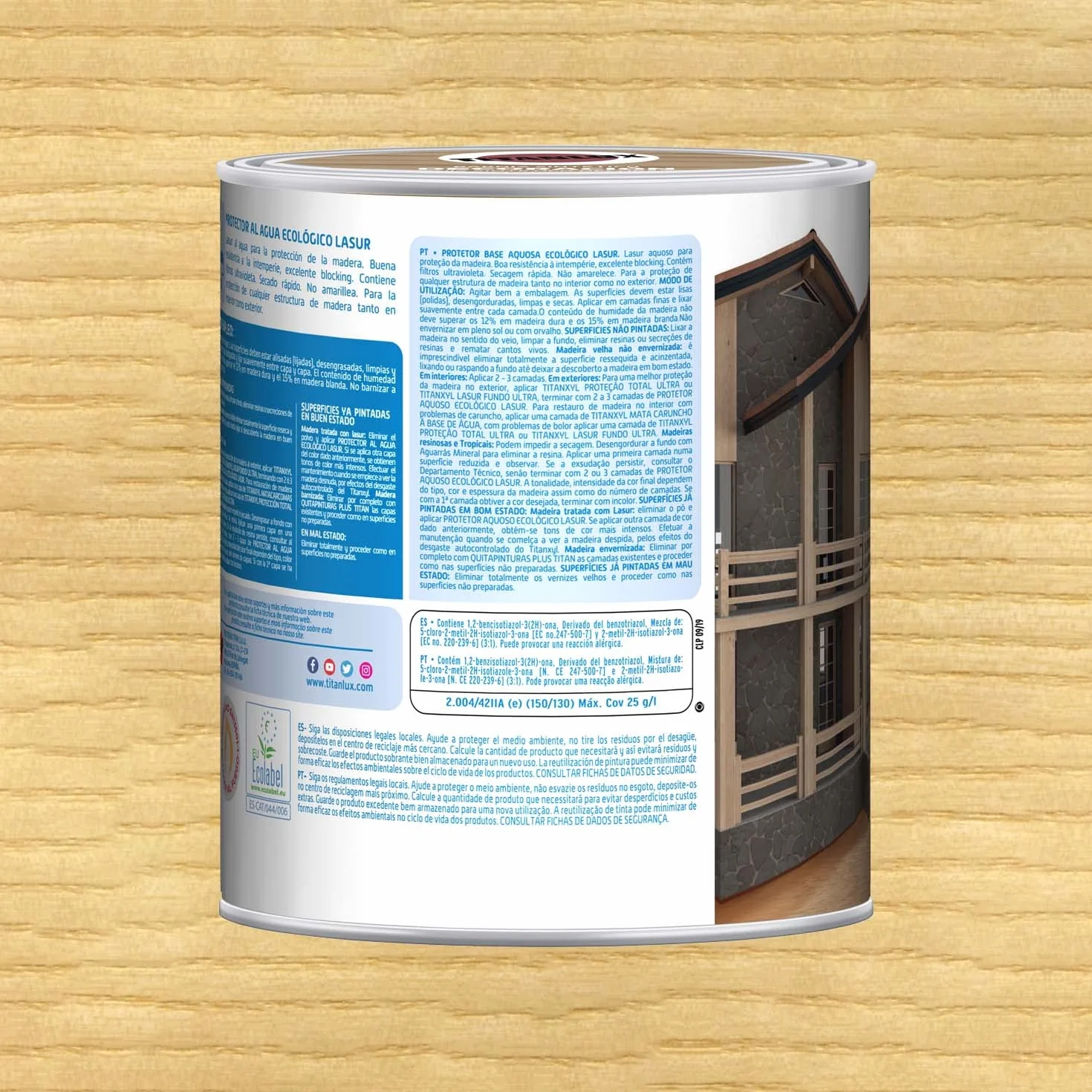 Titanlux Lasure à l'eau écologique pour bois satiné Incolore 750 ml
