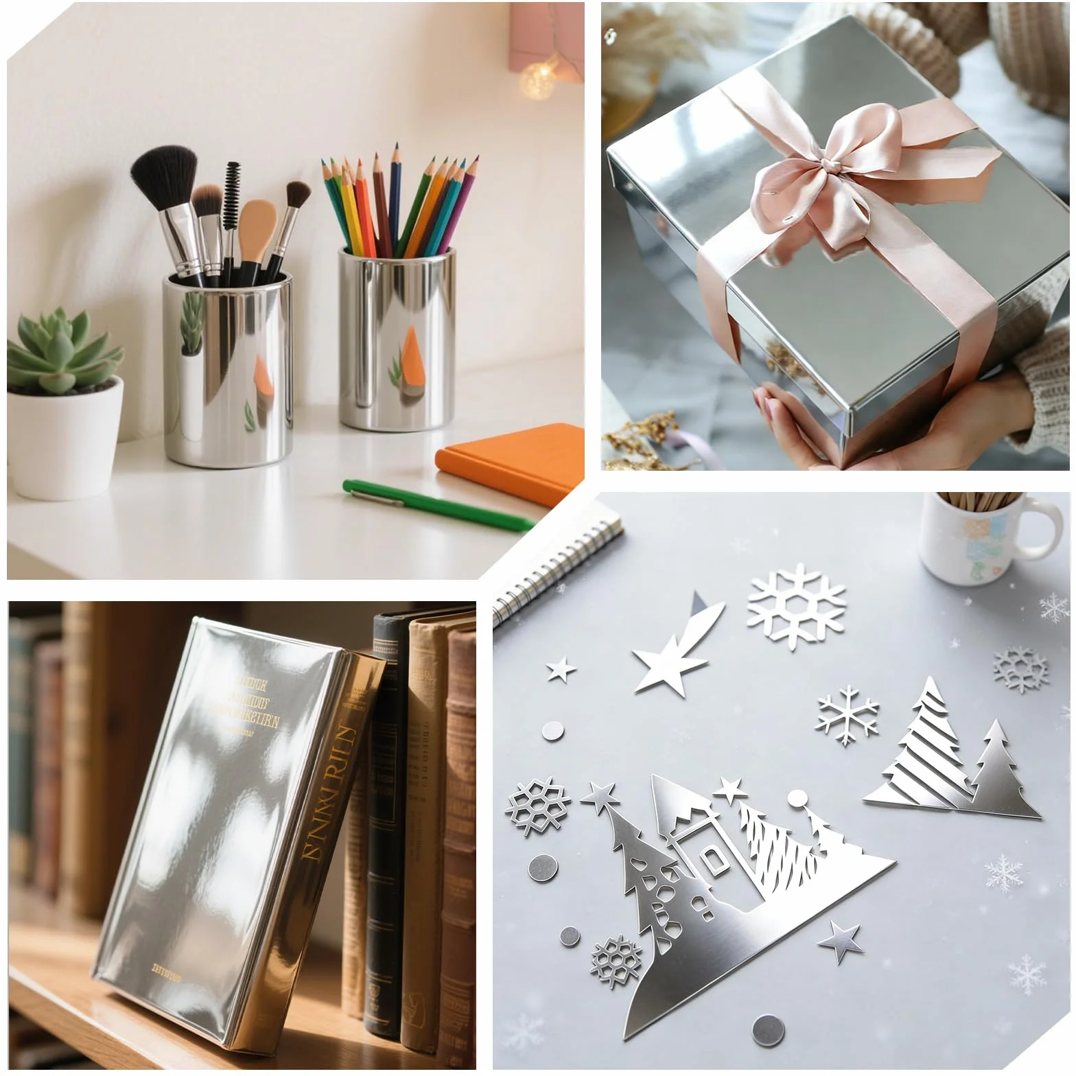 Rouleau Film Miroir Adhésif Flexible 40x500cm Argent Autocollant Imperméable pour Meuble