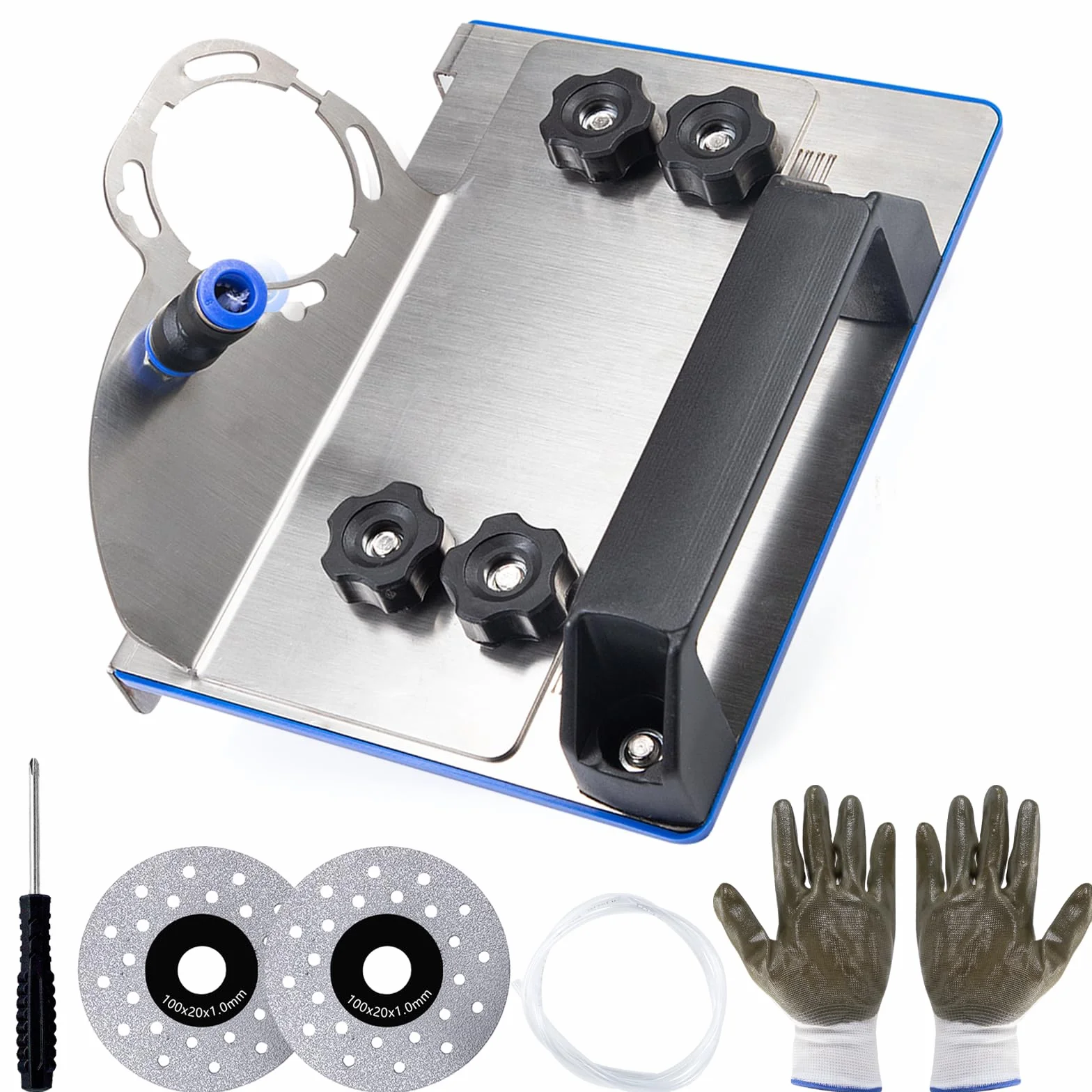 Support pour Meuleuse d'Angle 45° avec Tapis Antidérapant, Réglable pour Meuleuses Type 100, Outil pour Chanfreinage de Carrelage, Céramique et Pierre