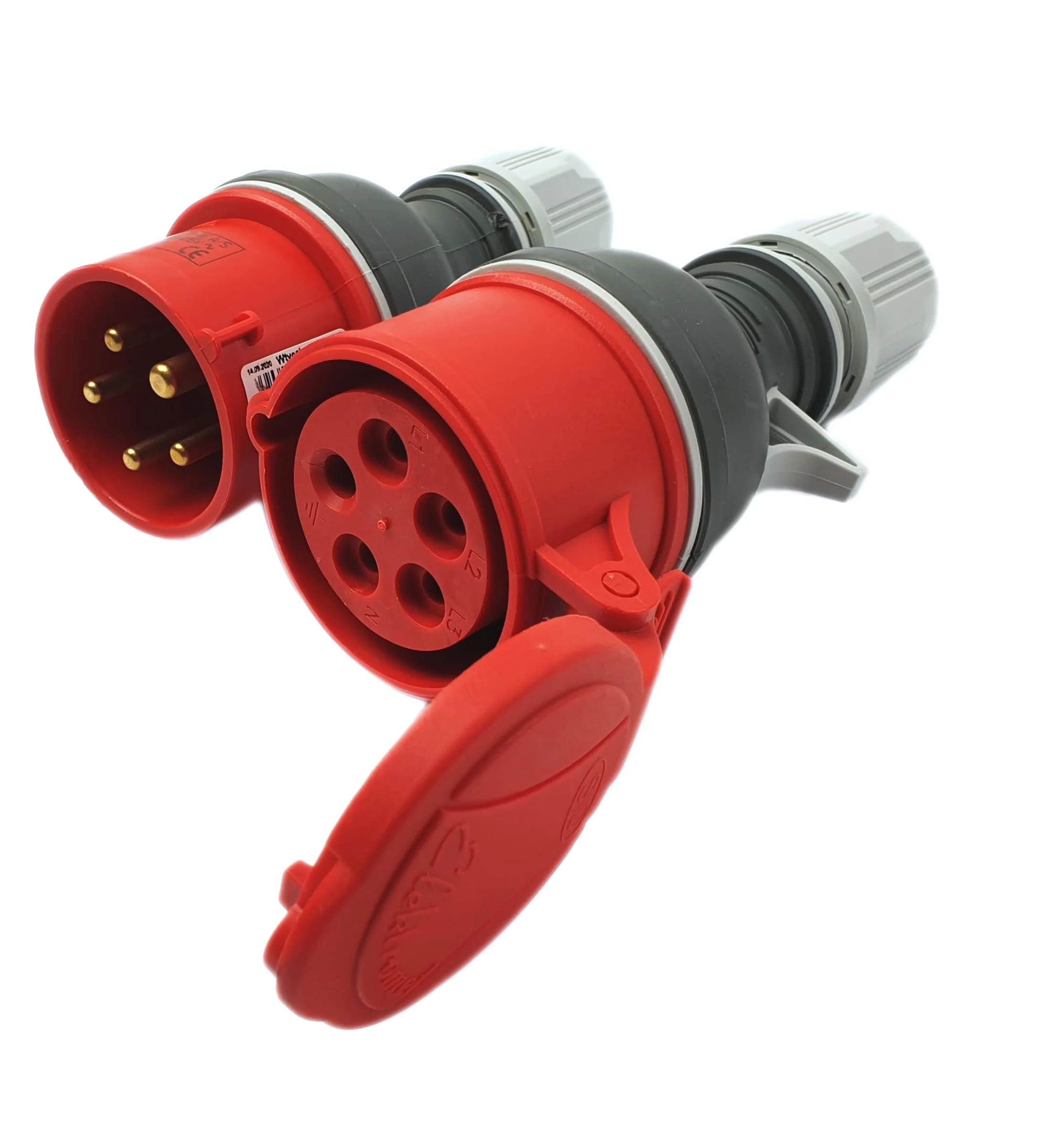 RoadEu Connecteur CEE P17 Premium Fiche + Prise 5P 16A 400V IP44 Caoutchouté Antidérapant