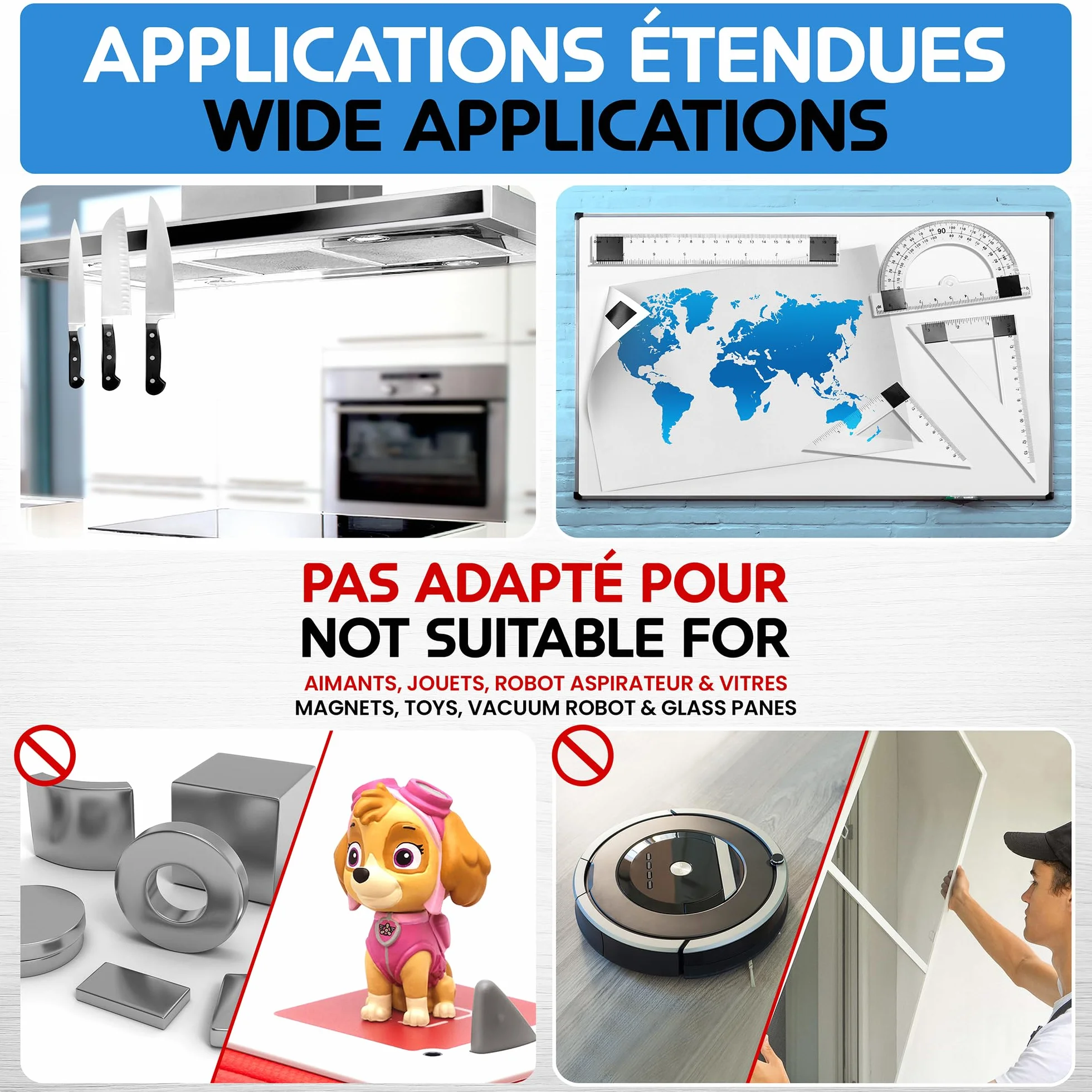 Ruban magnétique 6 mètres autocollant extra épais large facile à couper