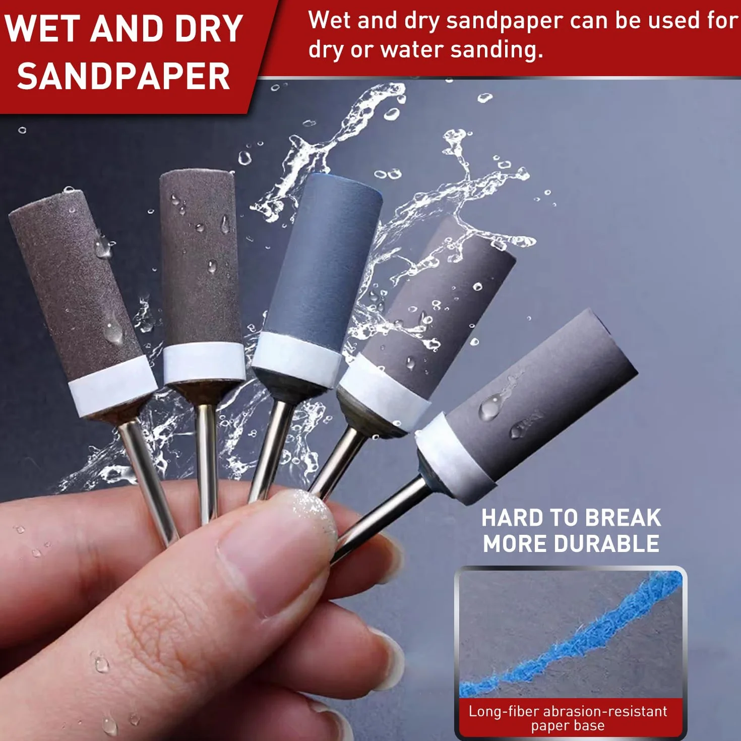 Tambours de Ponçage 400-2000 Grains pour Dremel, Manchons Abrasifs 3 mm
