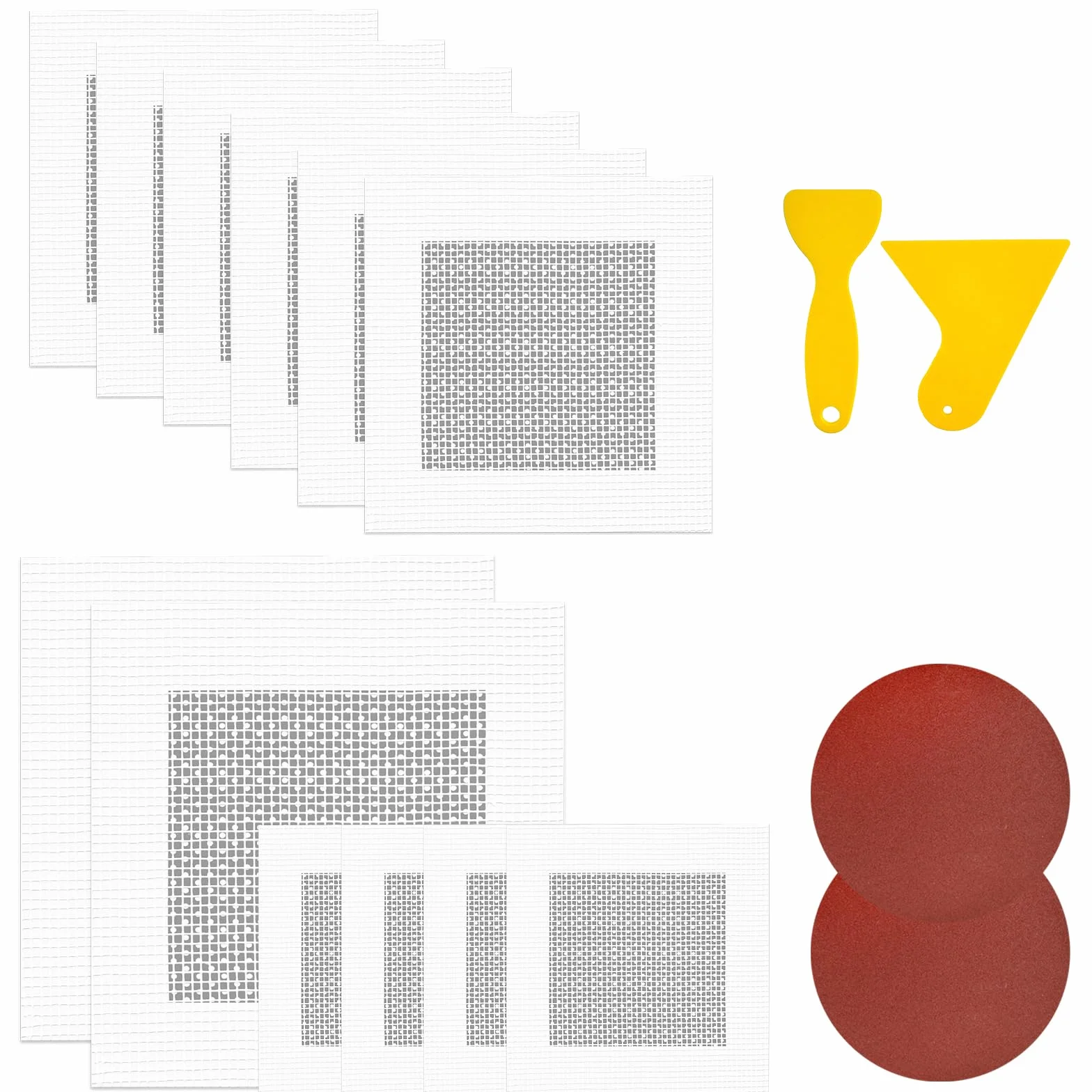 Lot de 16 patchs autocollants de réparation murale en aluminium 5/10/15 cm - Kit de réparation de cloisons sèches