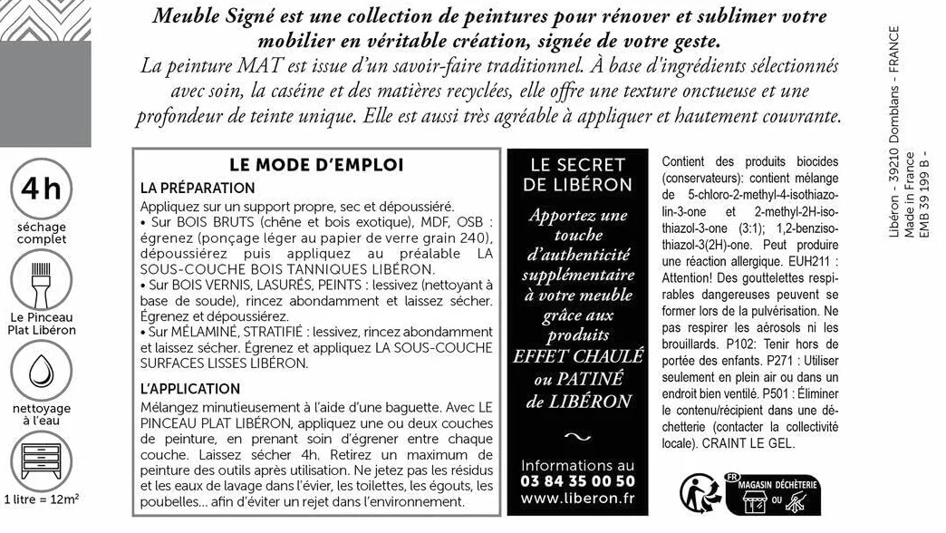 Libéron Peinture Meuble Signé MAT à Base de Caséine