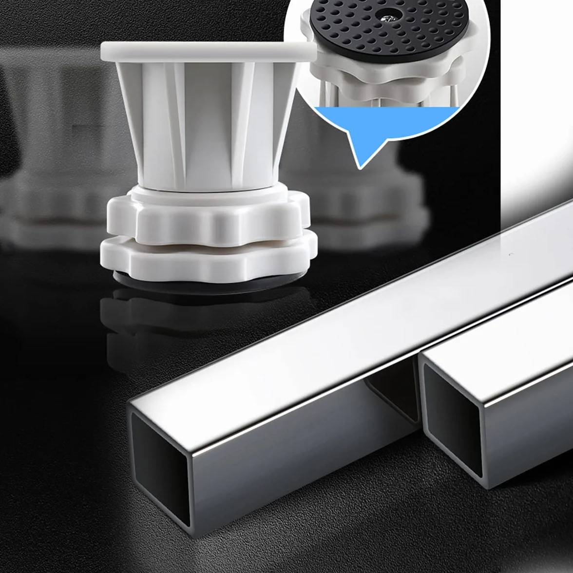 Support Mobile Réglable pour Machine à Laver Réfrigérateur Sèche-linge avec 4 Roues Pivotantes Verrouillables