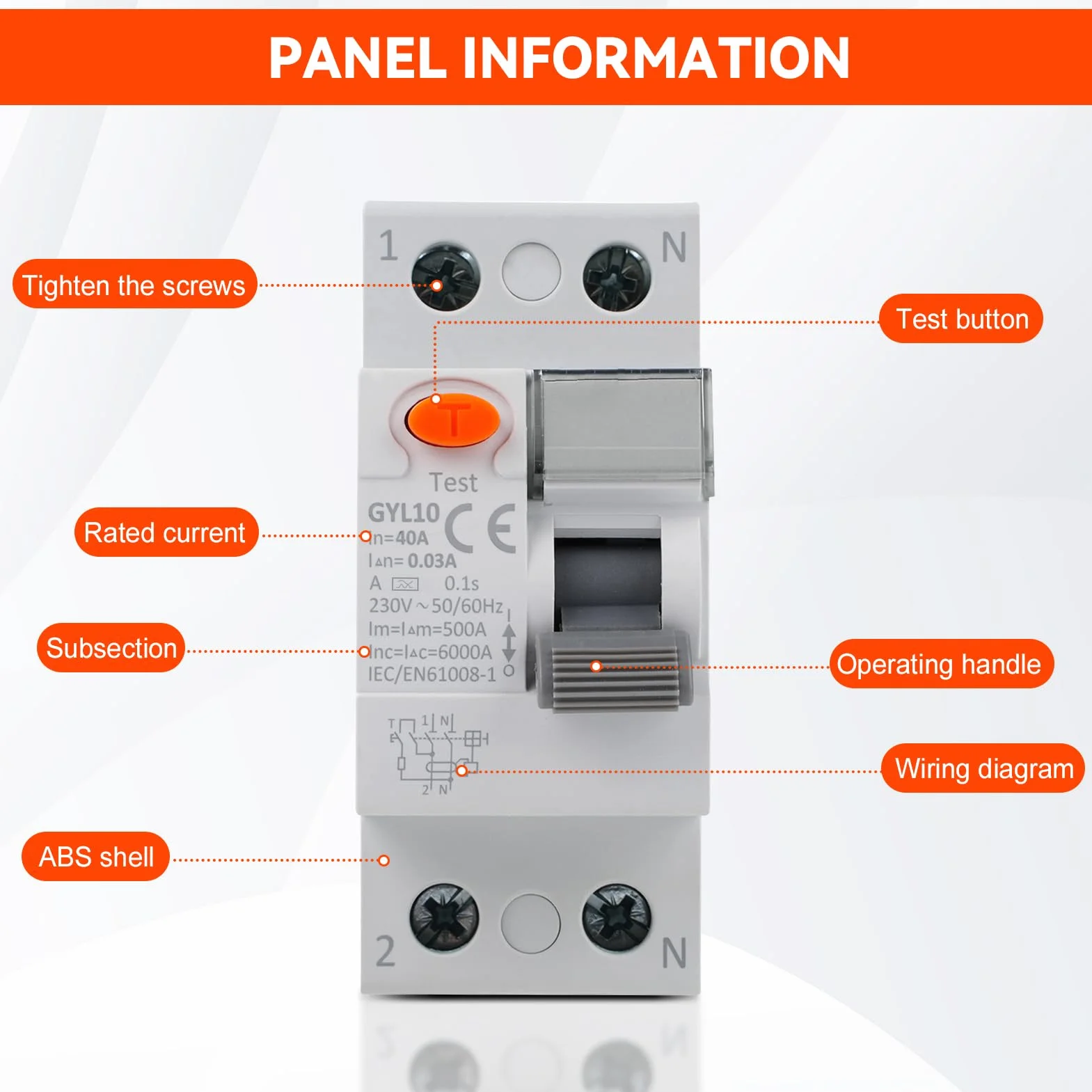 Disjoncteur différentiel 30mA 40A type A 2P AC230V RCCB GYL10