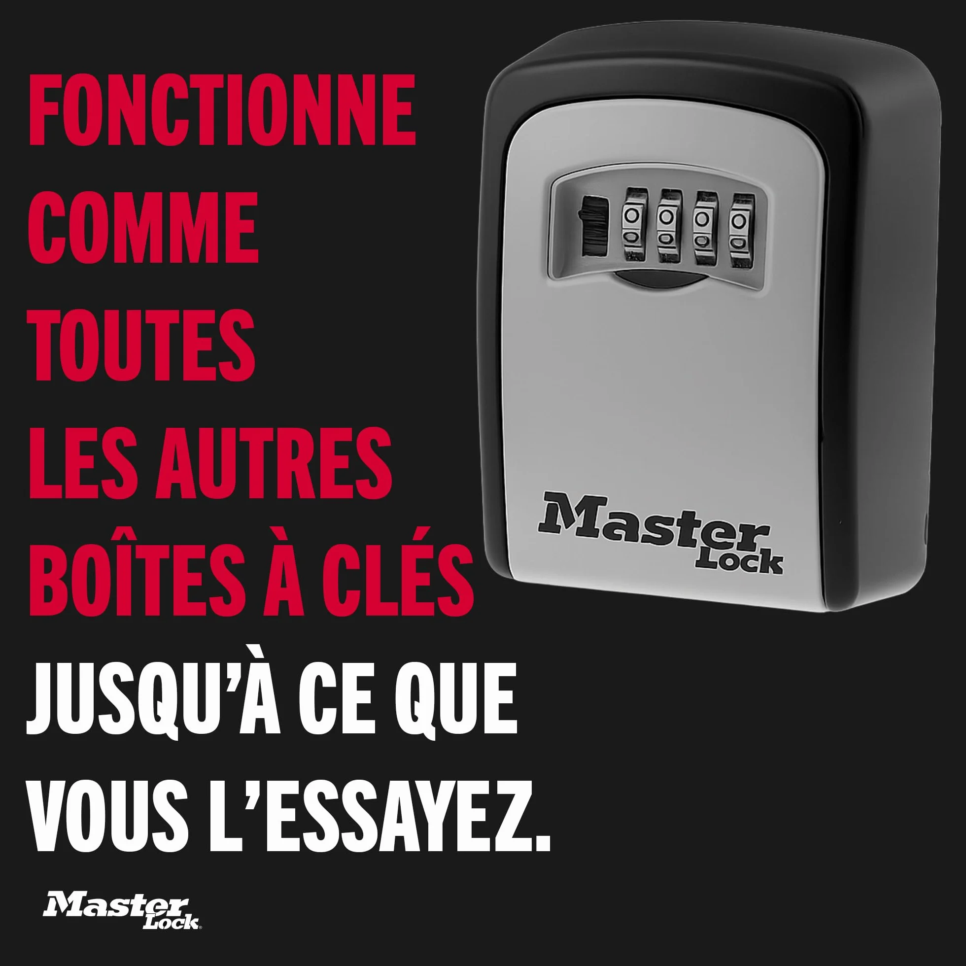 Master Lock Boite a clef sécurisée Fixation murale Extérieur 11.9 x 8.5 x 3.6 cm Gris/Noir