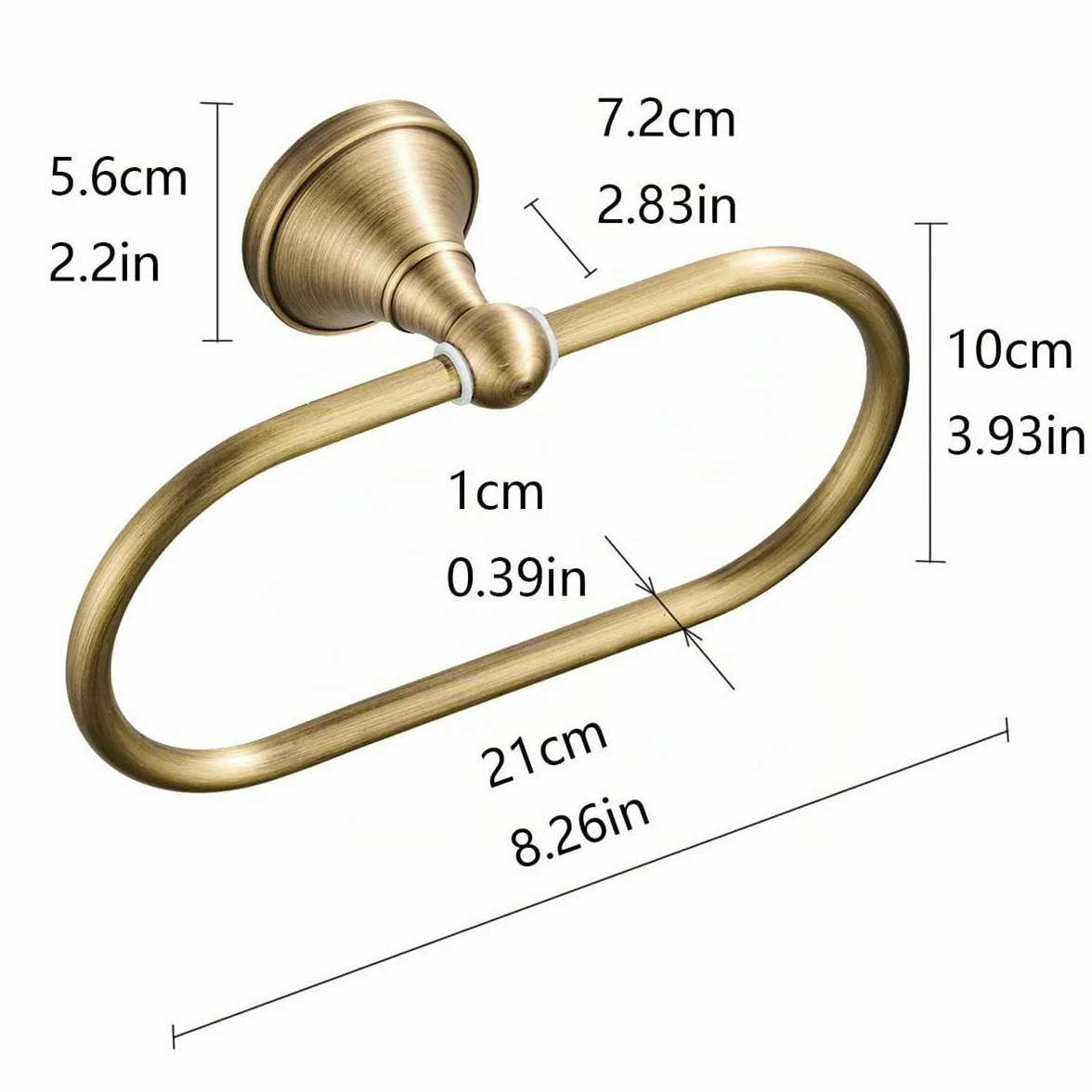 Anneau-Torchon Porte-Serviette Ovale en Laiton Antique Support-Serviette Cuisine Salle de Bain, Bronze brossé